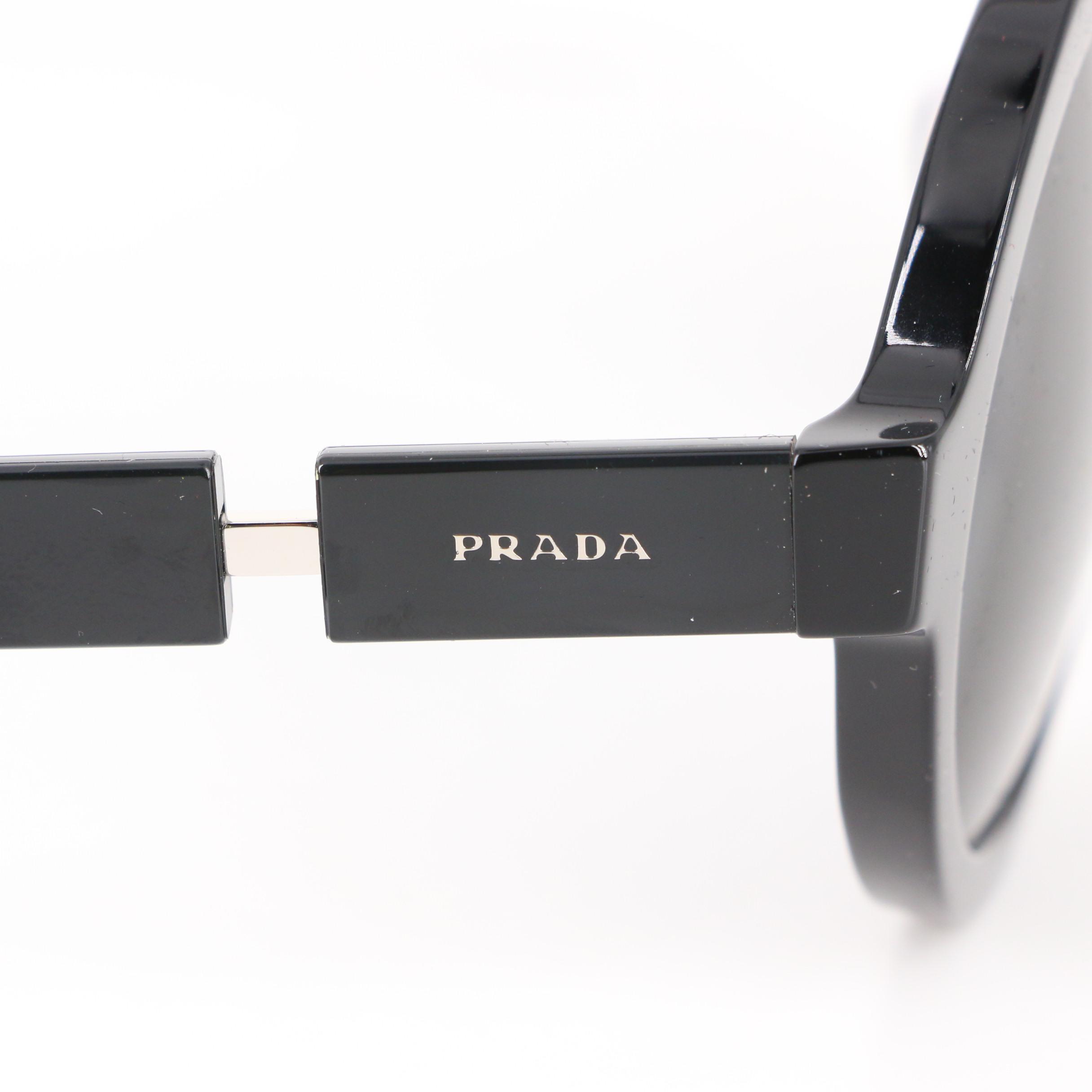 Prada SPR10X Round Sunglasses in Black with Case