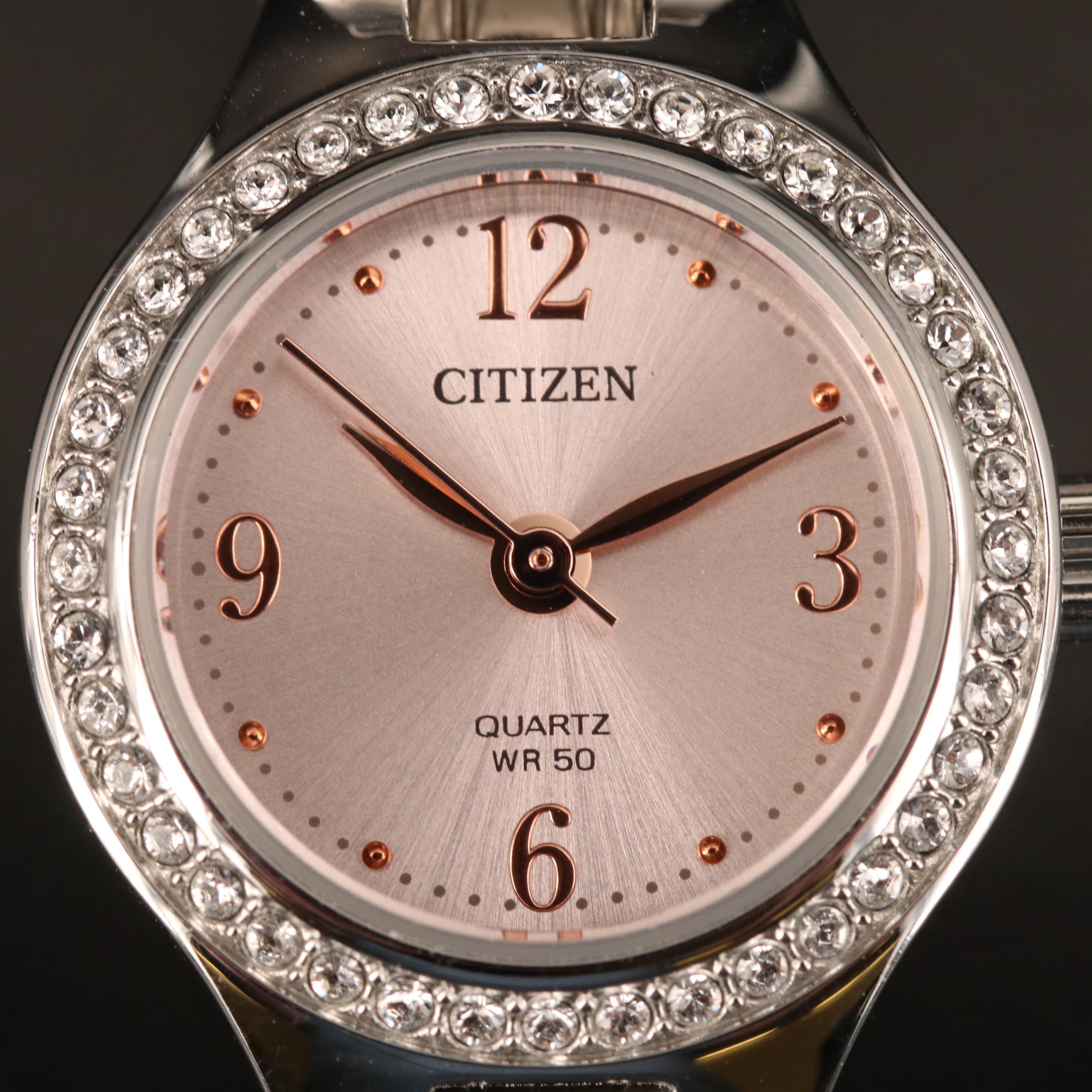 Citizen Crystal Bezel Stainless Steel Quartz Watch