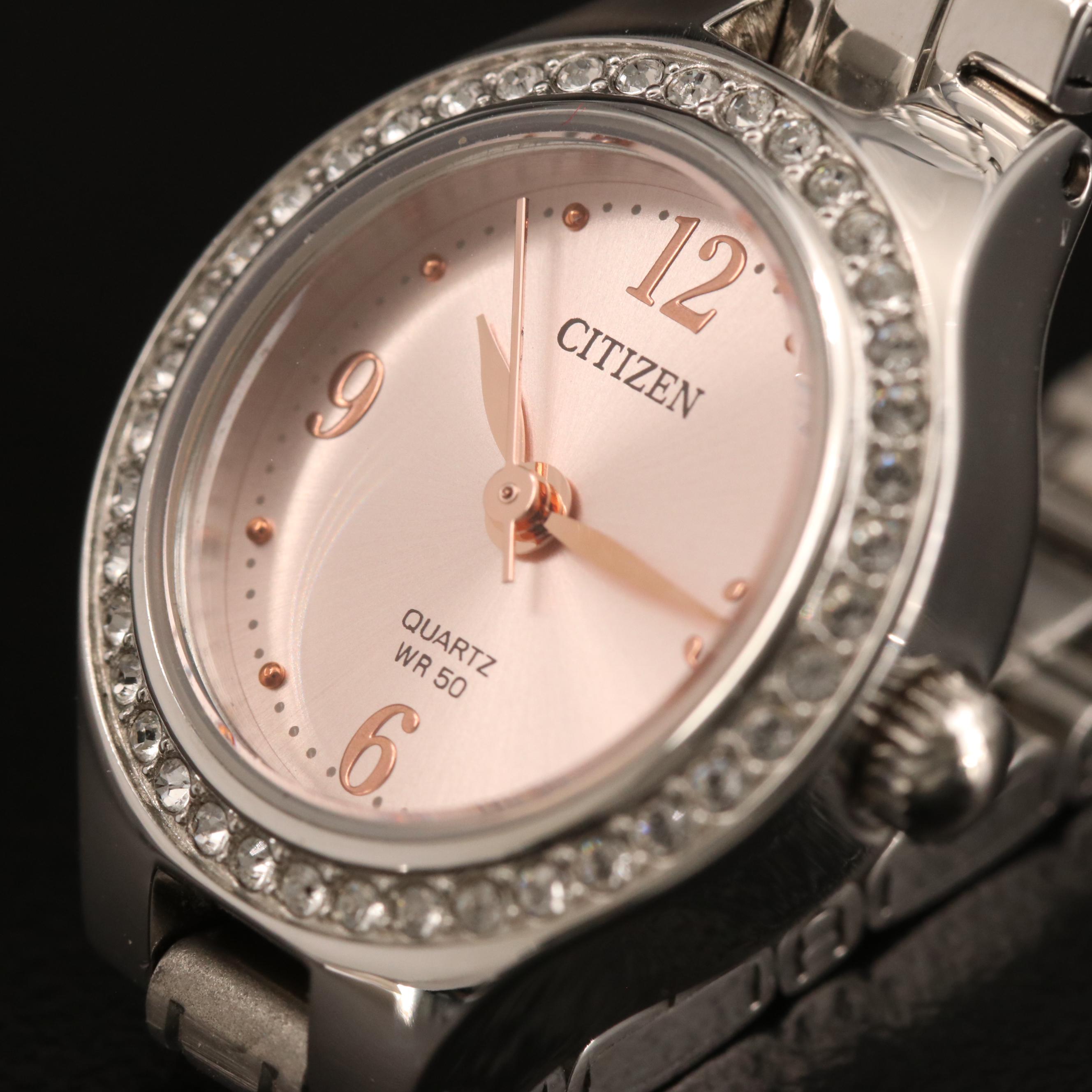 Citizen Crystal Bezel Stainless Steel Quartz Watch
