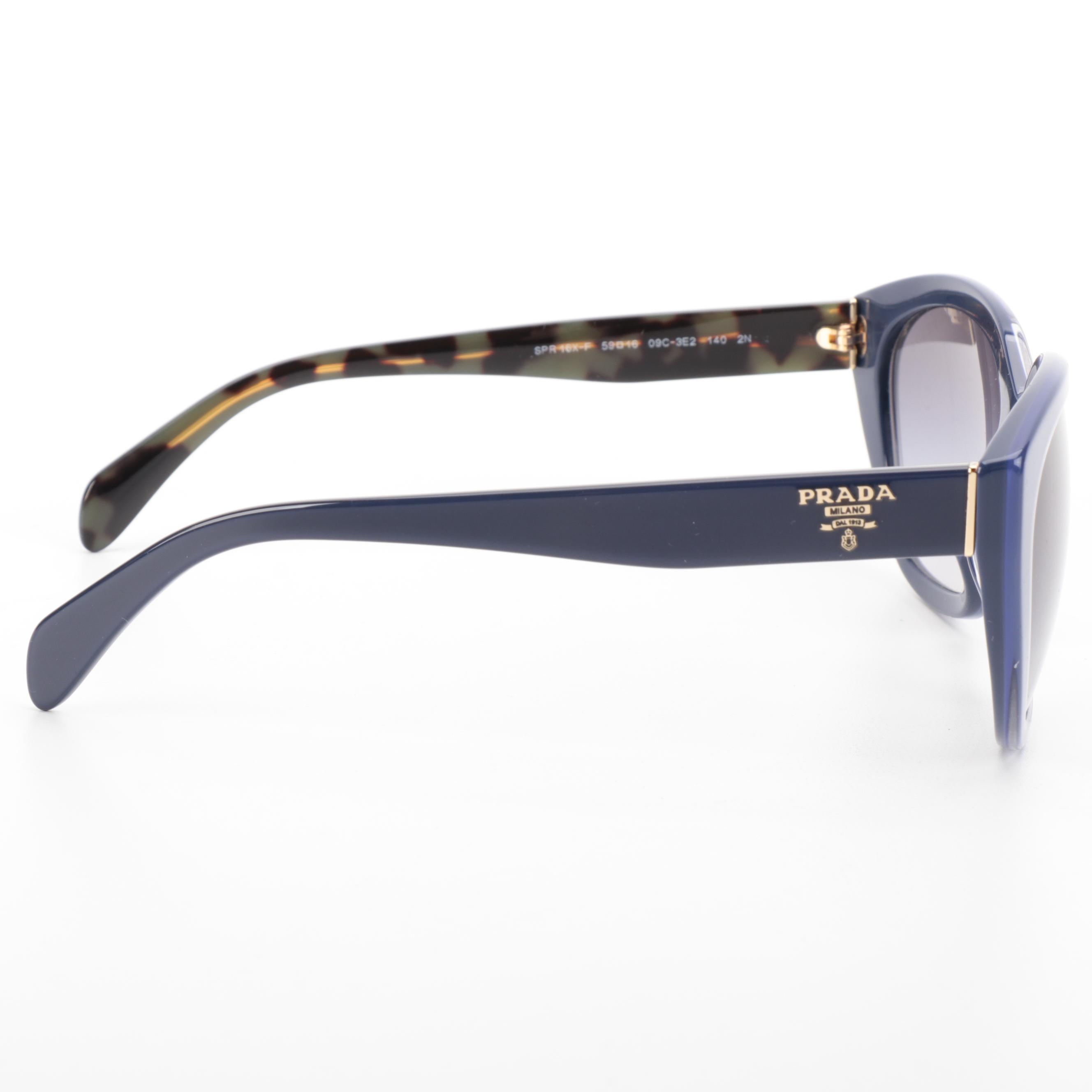 Prada SRP16X-F Round Sunglasses in Blue with Case