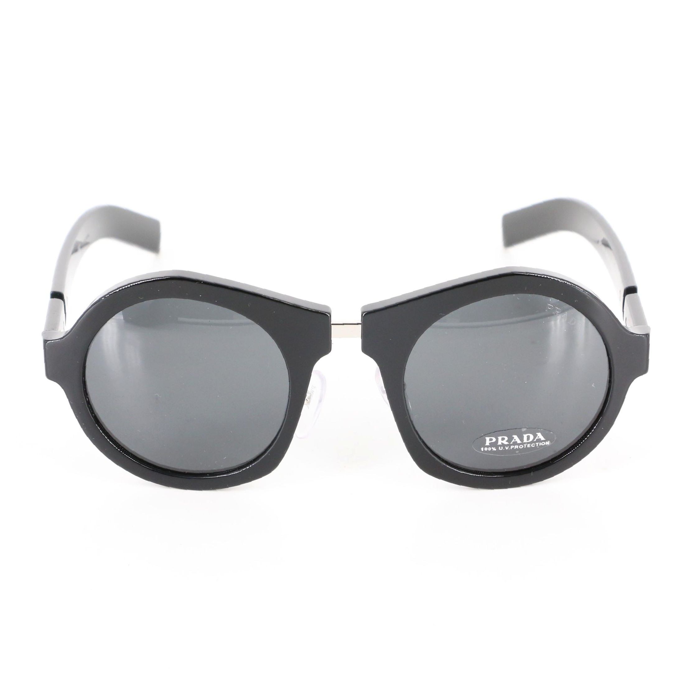 Prada SPR10X Round Sunglasses in Black with Case