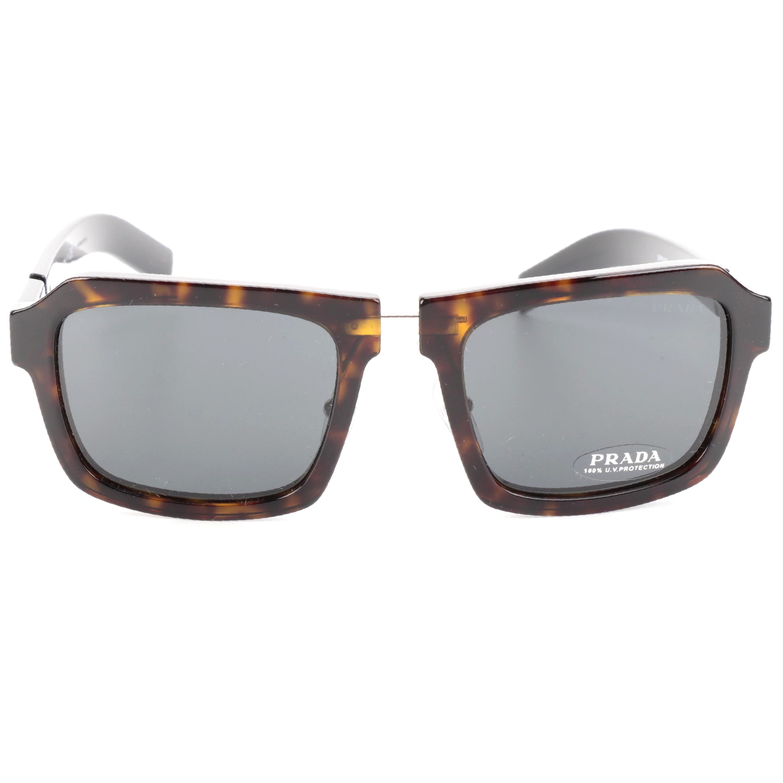 Prada SPR09X Square Brown/Havana Frame Sunglasses with Dark Grey Lenses