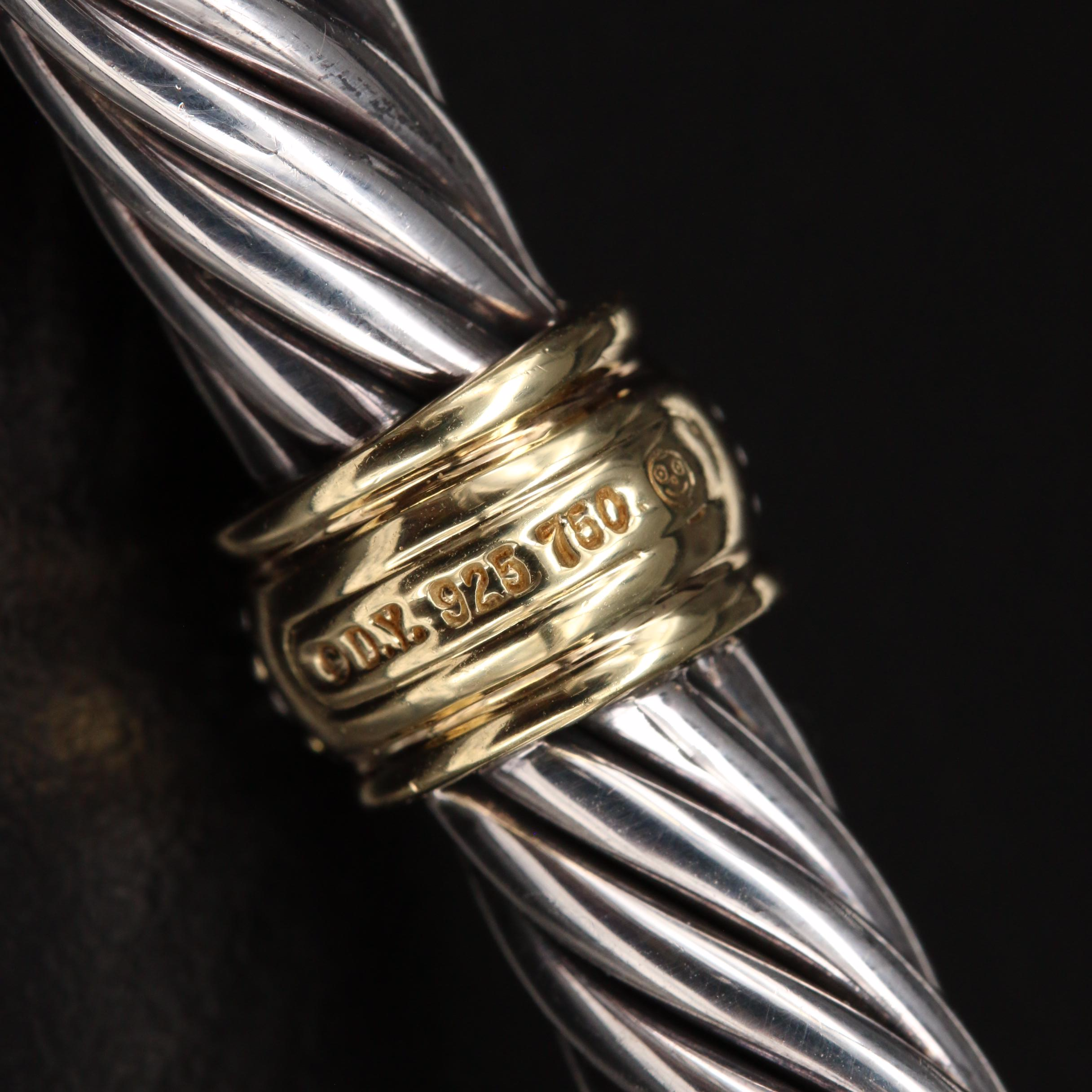 David Yurman Sterling Diamond Cable Cuff with 18K Accent