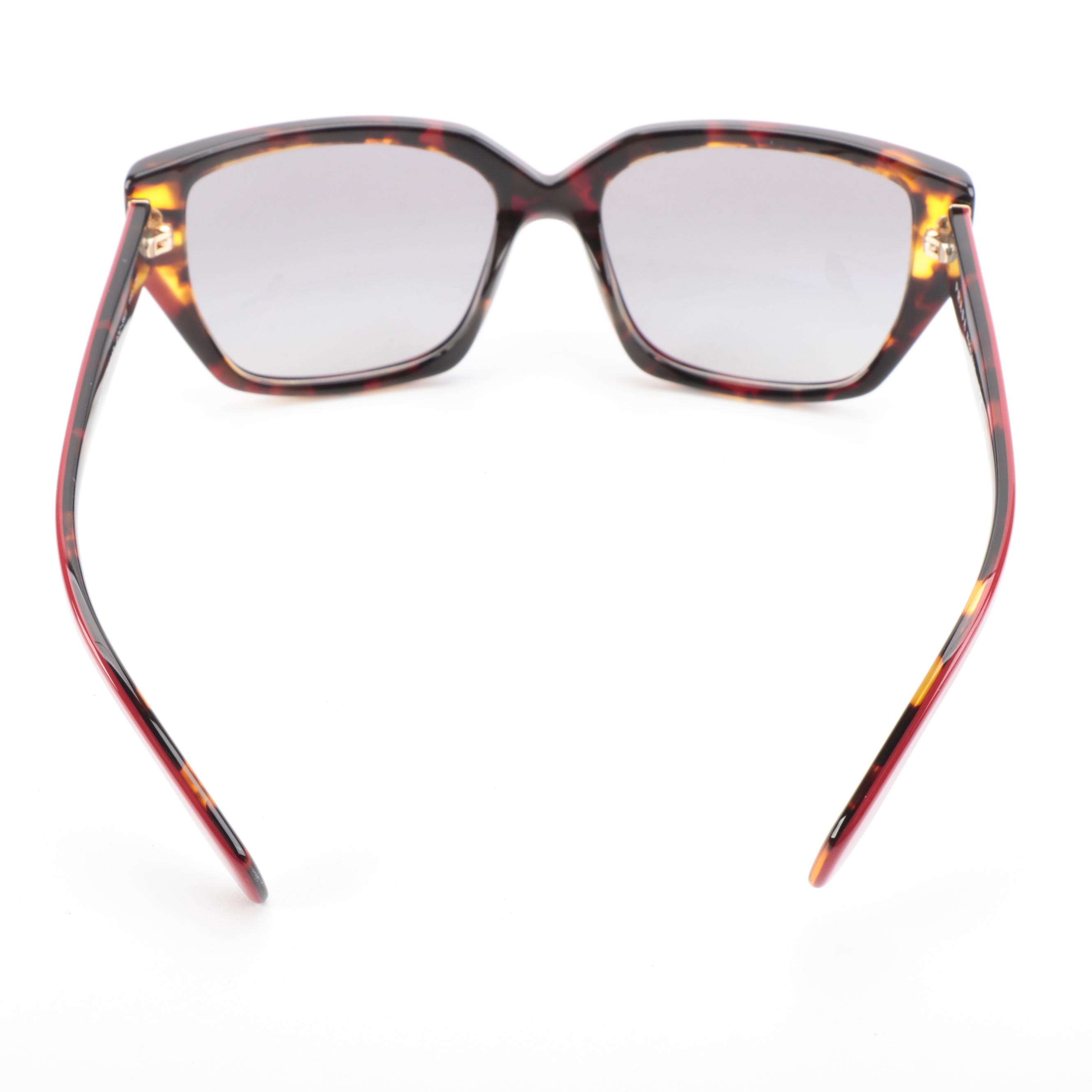 Prada SPR15X Rectangle Sunglasses in Red and Tortoise with Case