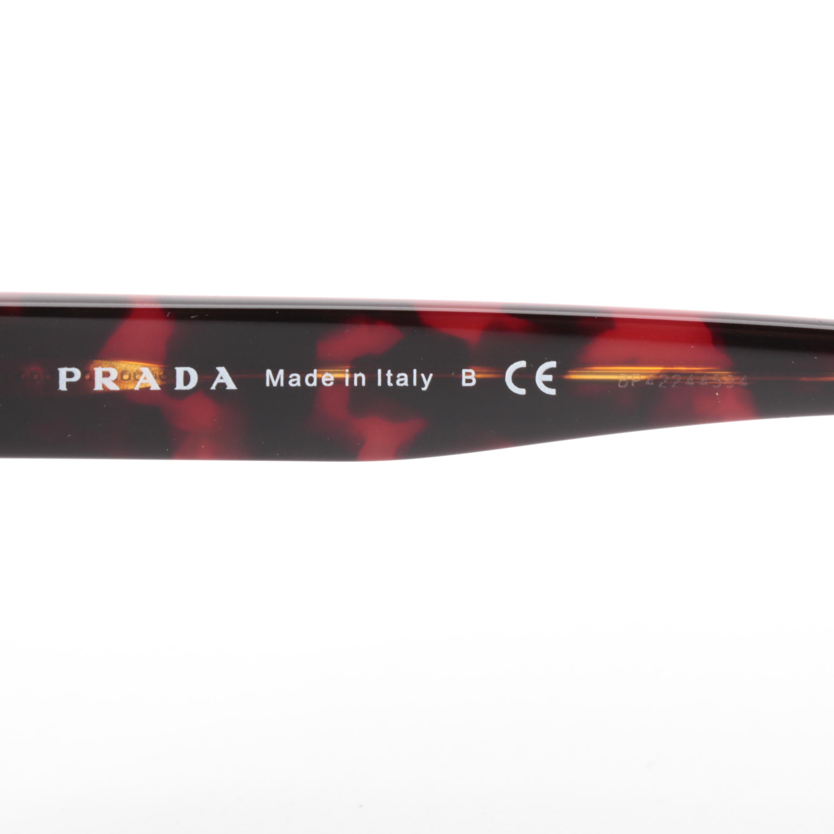 Prada SPR15X Rectangle Sunglasses in Red and Tortoise with Case