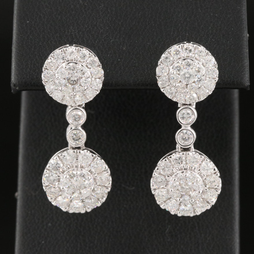 14K 2.85 CTW Diamond Cluster Drop Earrings