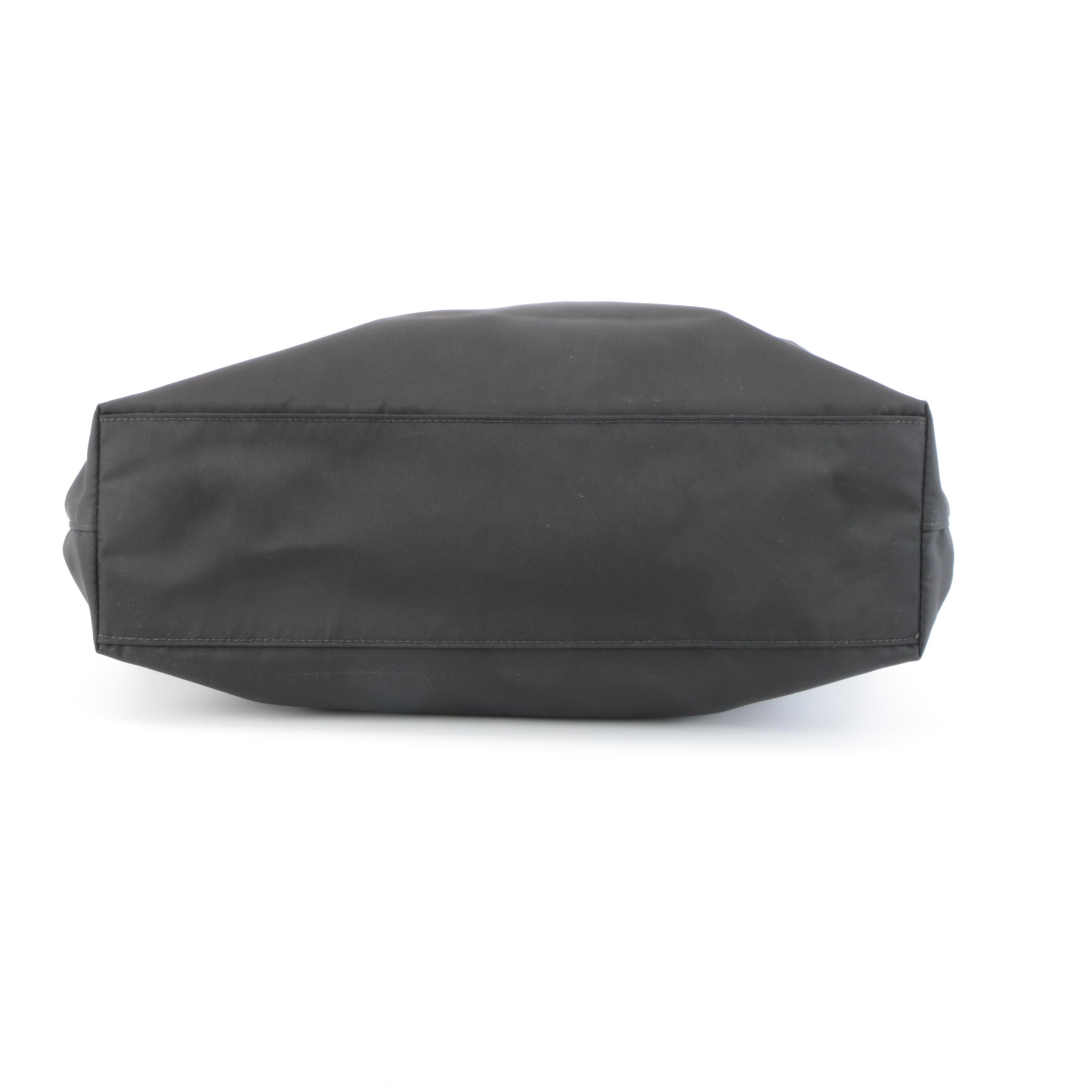 Prada Shoulder Tote Bag in Black Nylon Tessuto and Leather