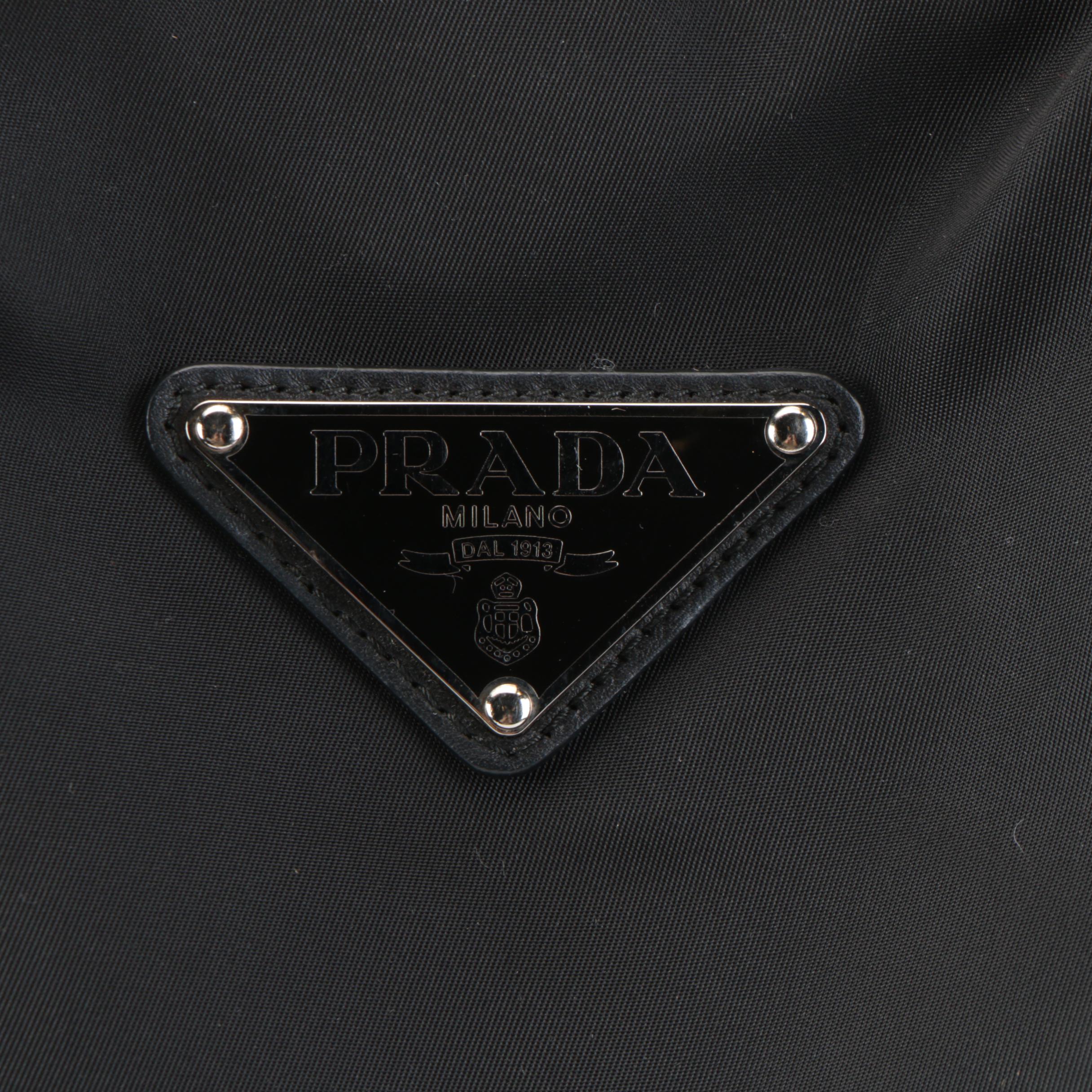 Prada Shoulder Tote Bag in Black Nylon Tessuto and Leather