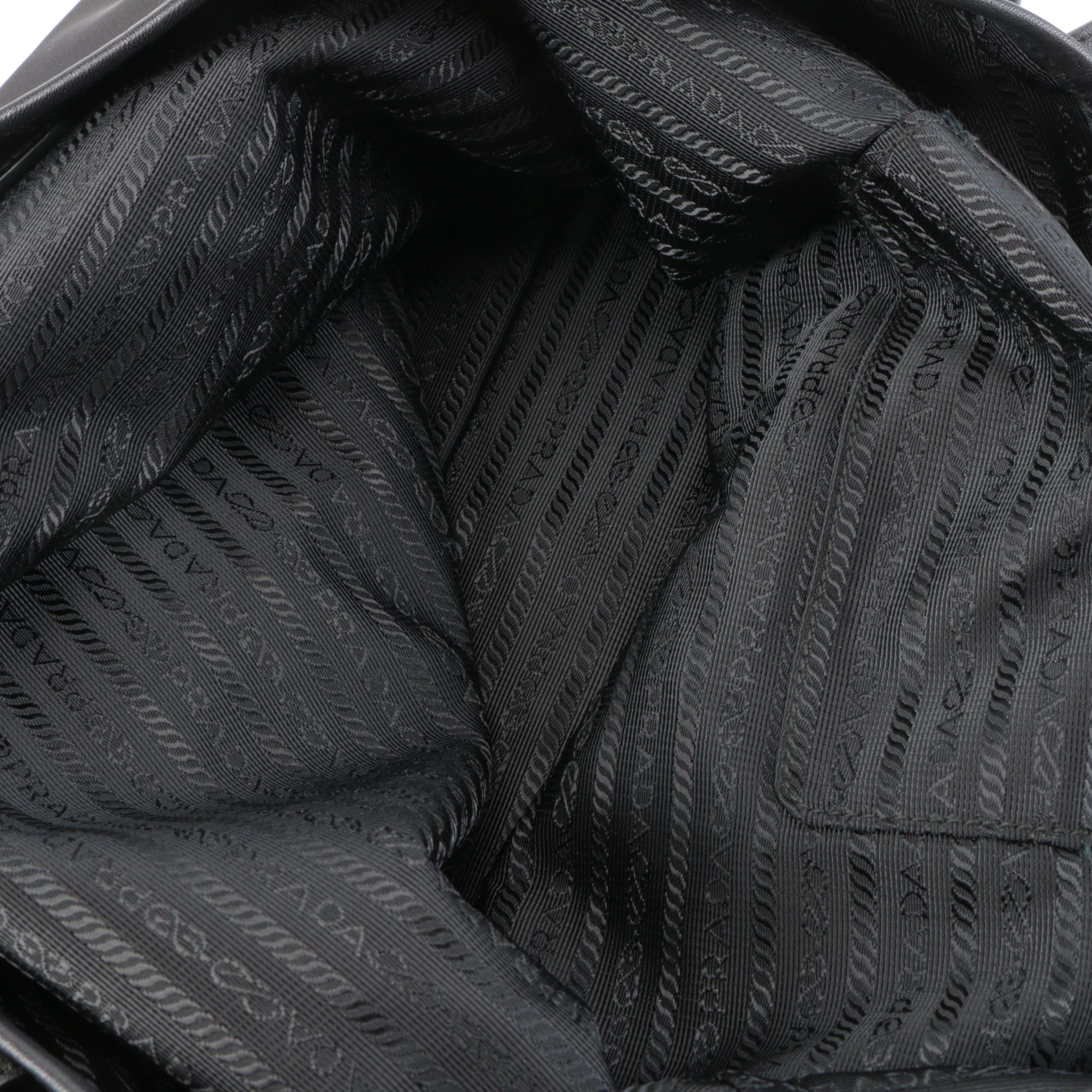 Prada Shoulder Tote Bag in Black Nylon Tessuto and Leather