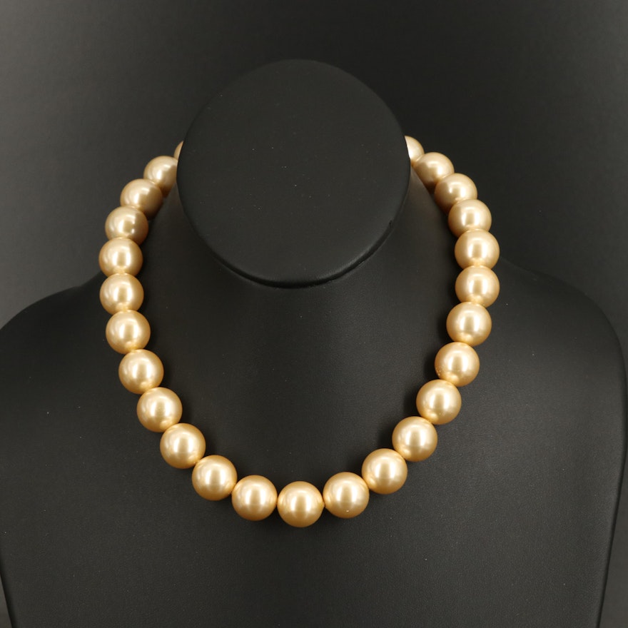 Faux Pearl Necklace with 14K Clasp