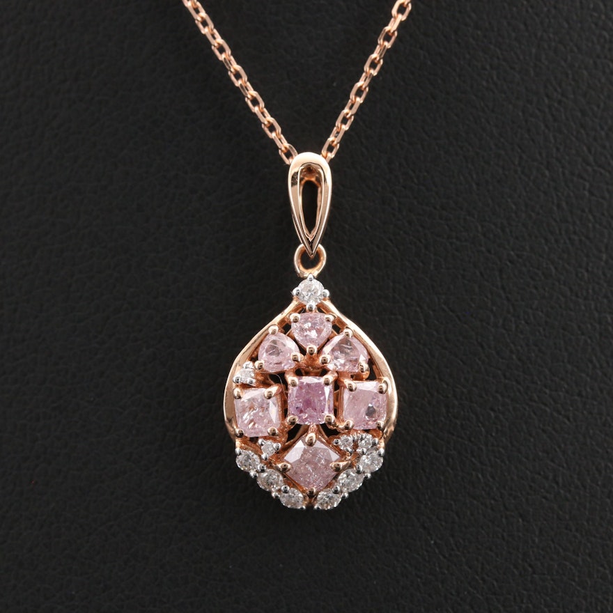 18K Rose Gold 0.95 CTW Diamond Pendant Necklace