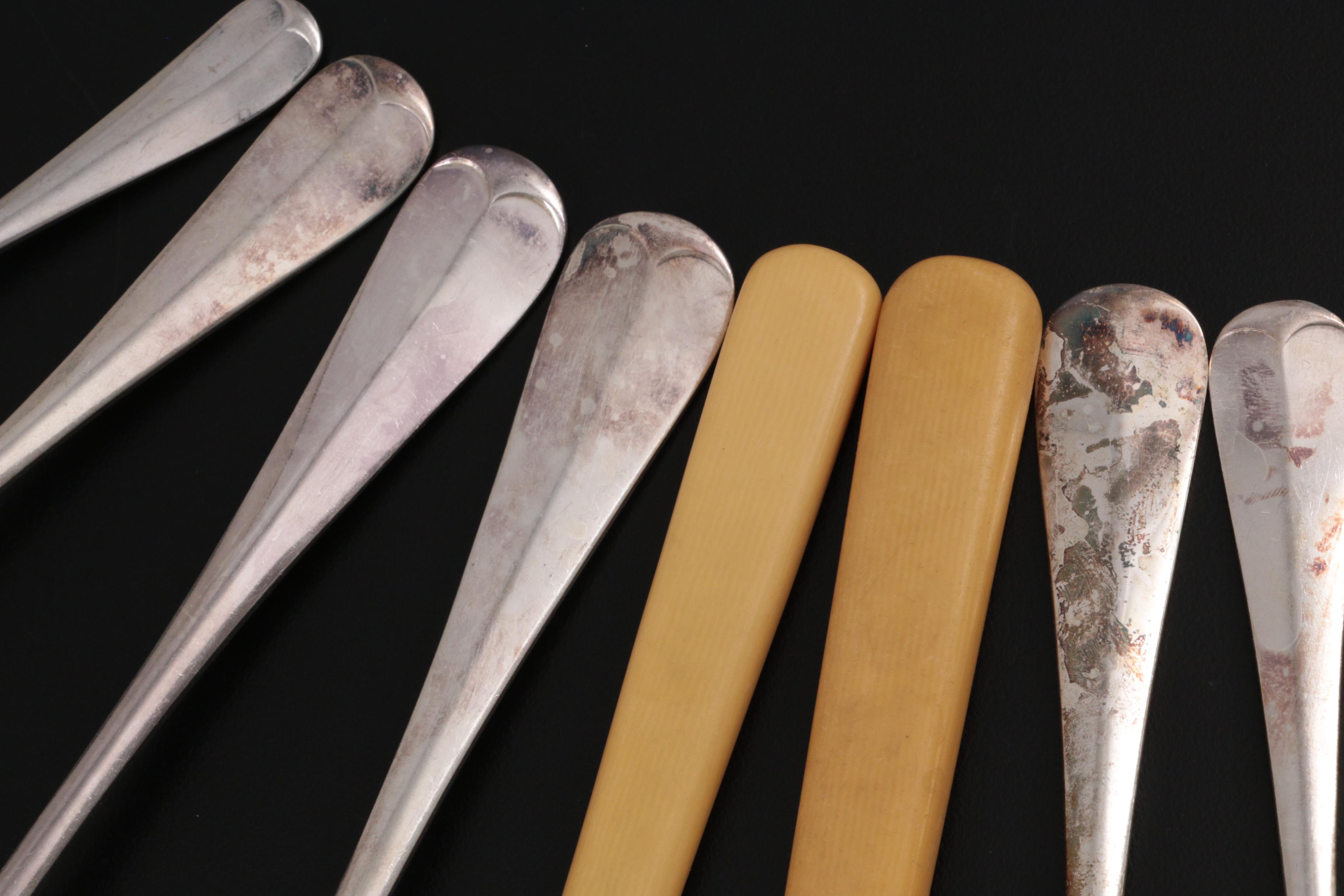 Walker & Hall Silver Plate and Stainless Steel Flatware and Carving Set and Case