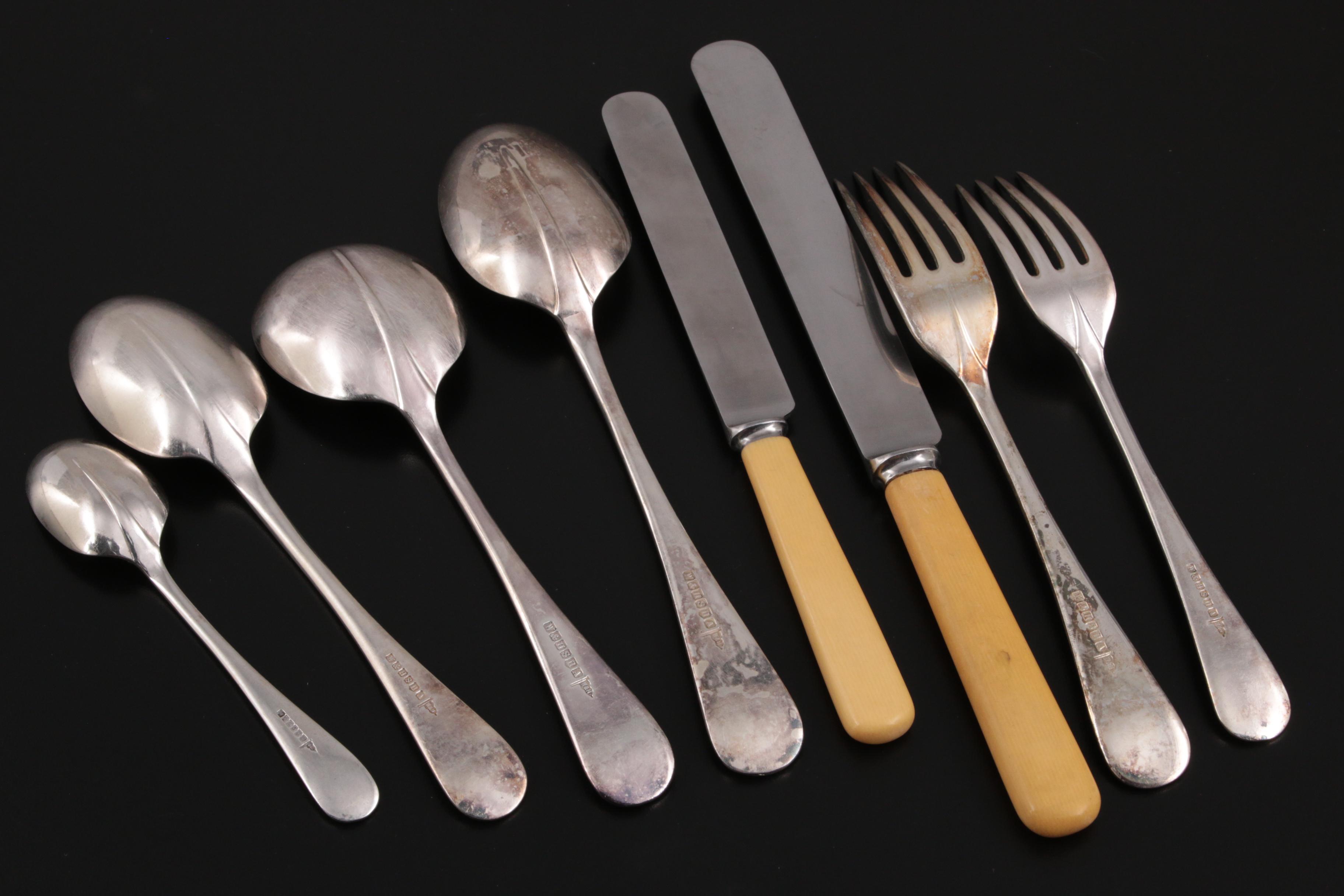 Walker & Hall Silver Plate and Stainless Steel Flatware and Carving Set and Case