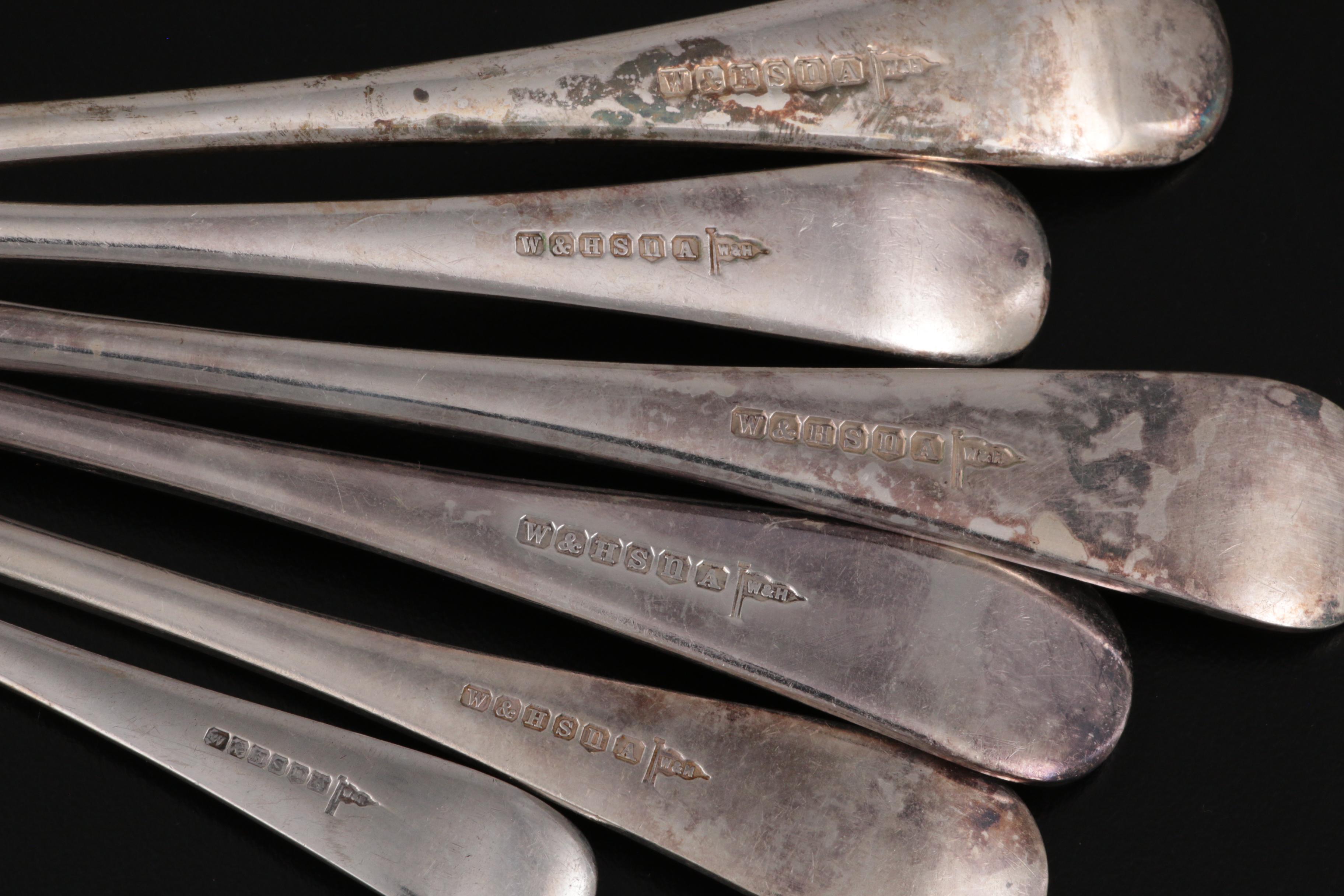 Walker & Hall Silver Plate and Stainless Steel Flatware and Carving Set and Case