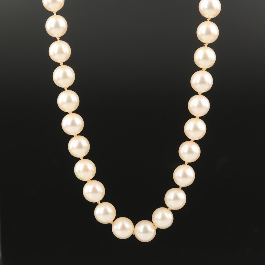 Vintage Mikimoto Pearl Necklace with 14K Clasp