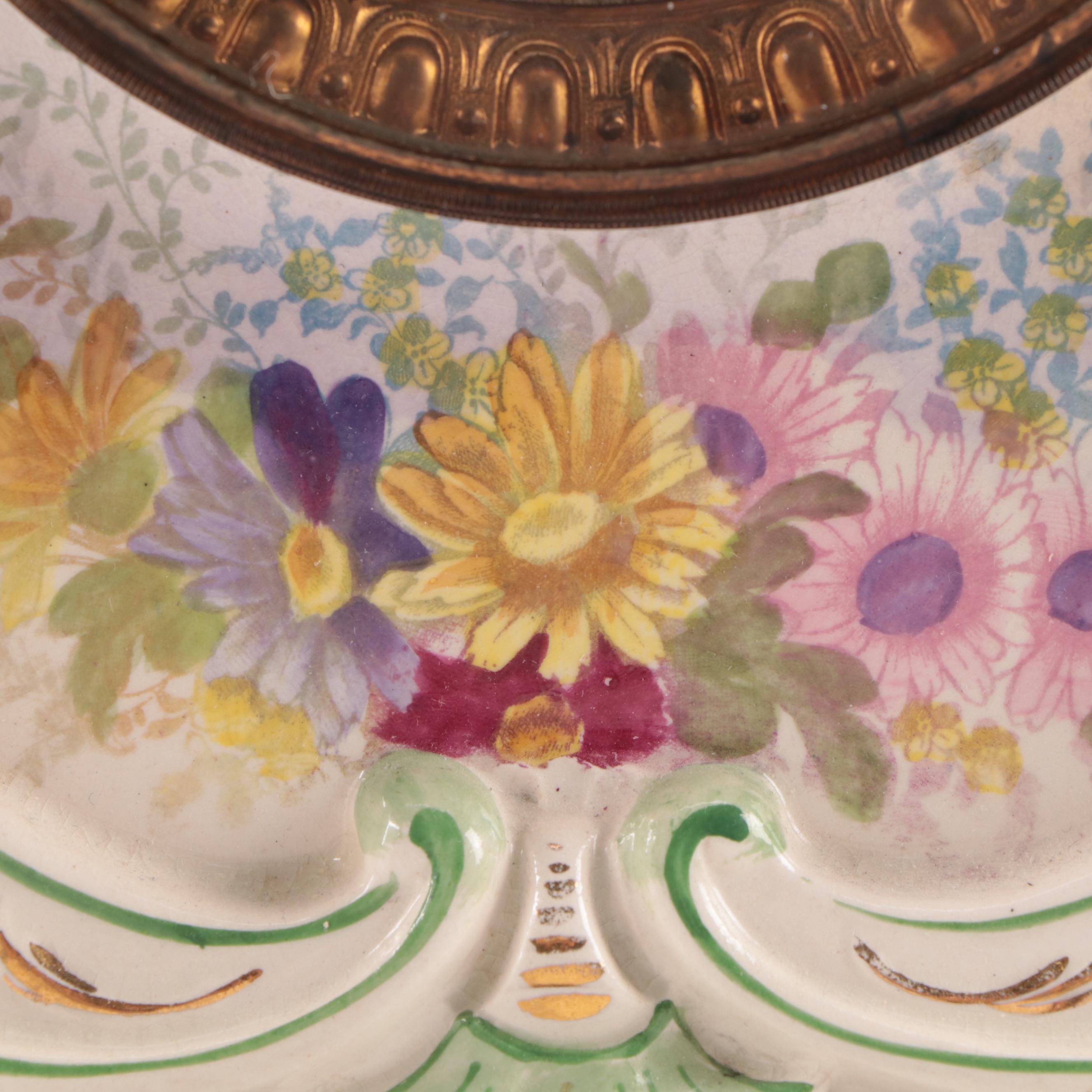 Ansonia Clock Co. "La Tour" Floral Royal Bonn Porcelain Case Mantle Clock, 1882