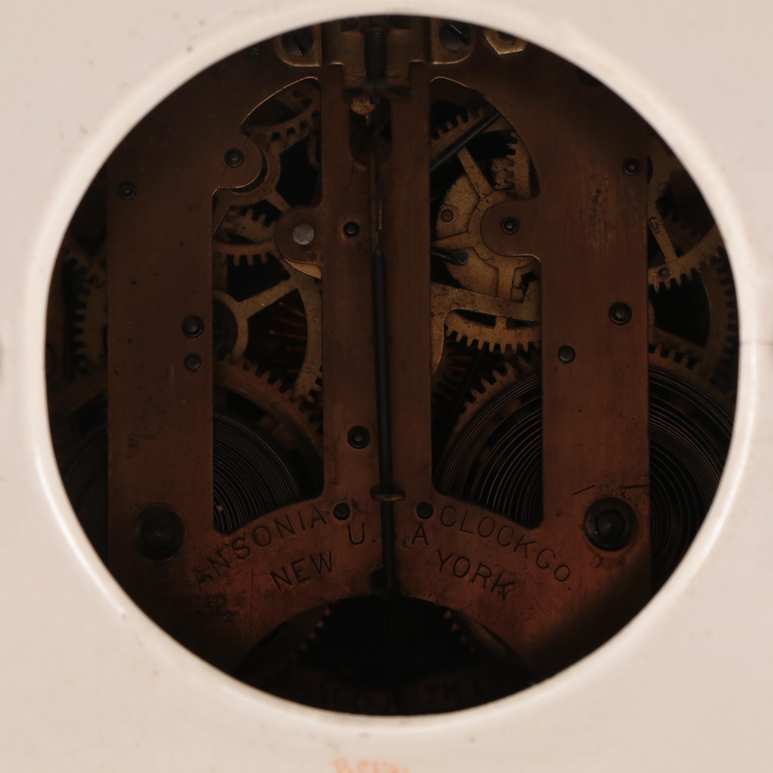 Ansonia Clock Co. "La Tour" Floral Royal Bonn Porcelain Case Mantle Clock, 1882