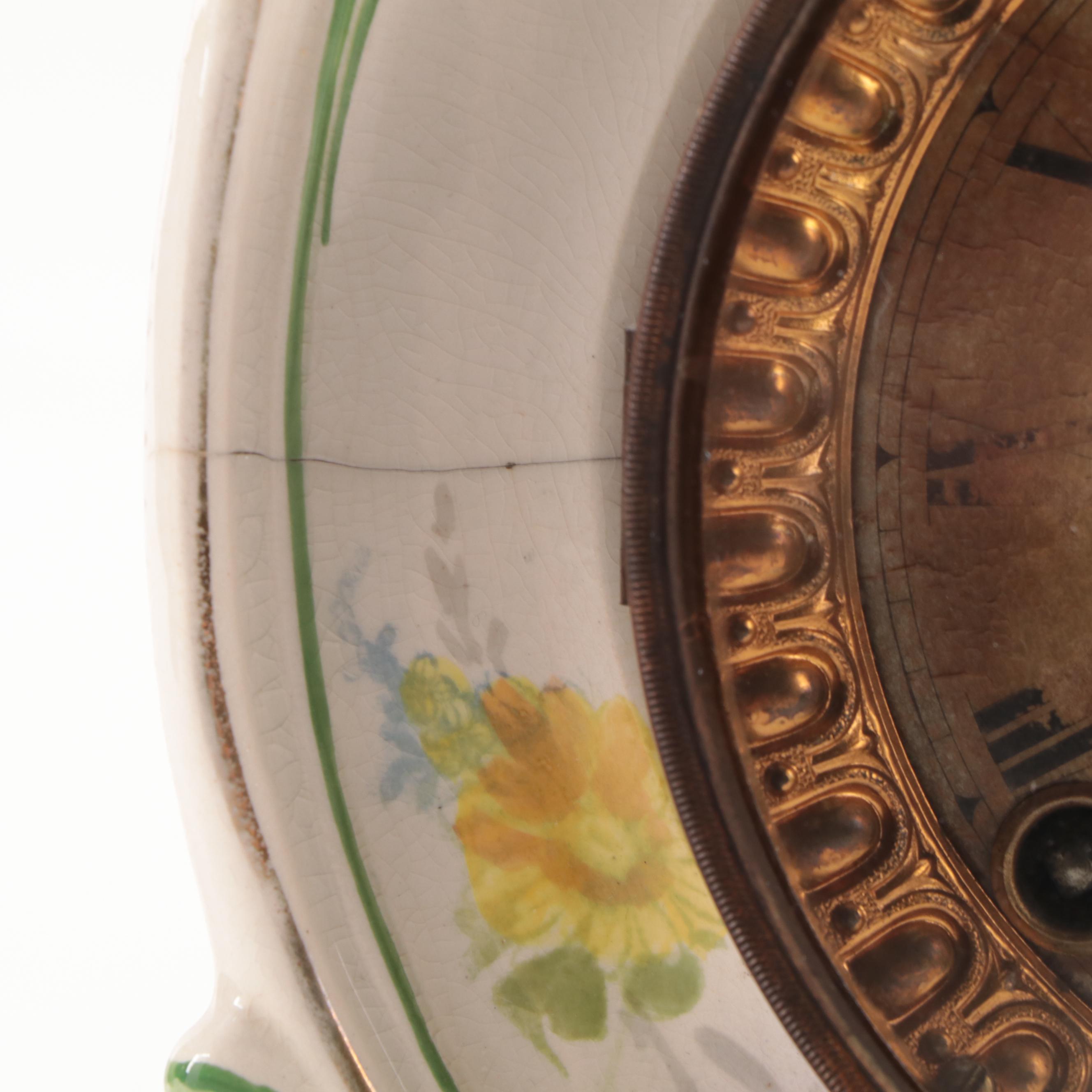 Ansonia Clock Co. "La Tour" Floral Royal Bonn Porcelain Case Mantle Clock, 1882