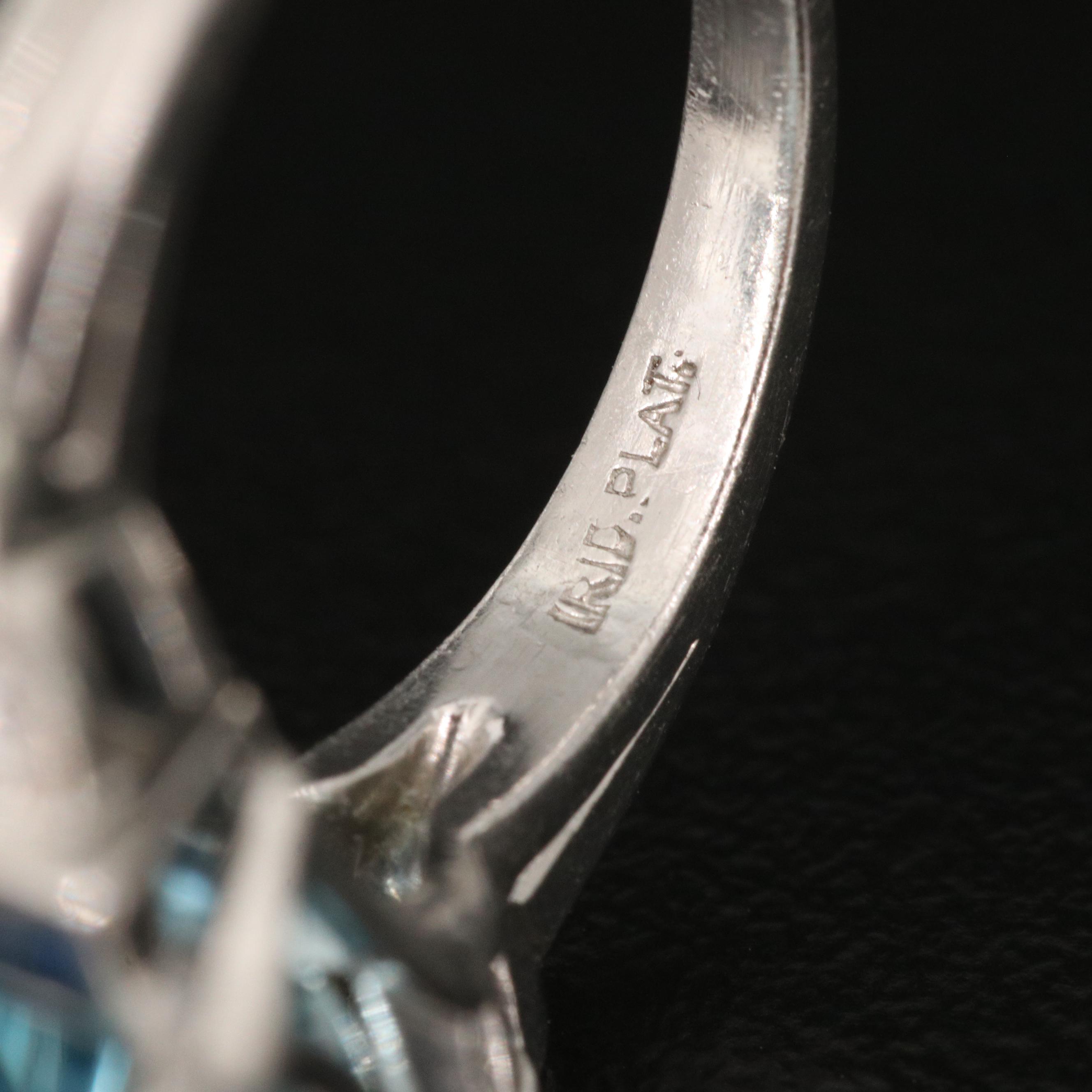 1950s Tiffany & Co. Platinum 9.78 CT Aquamarine and Sapphire Ring