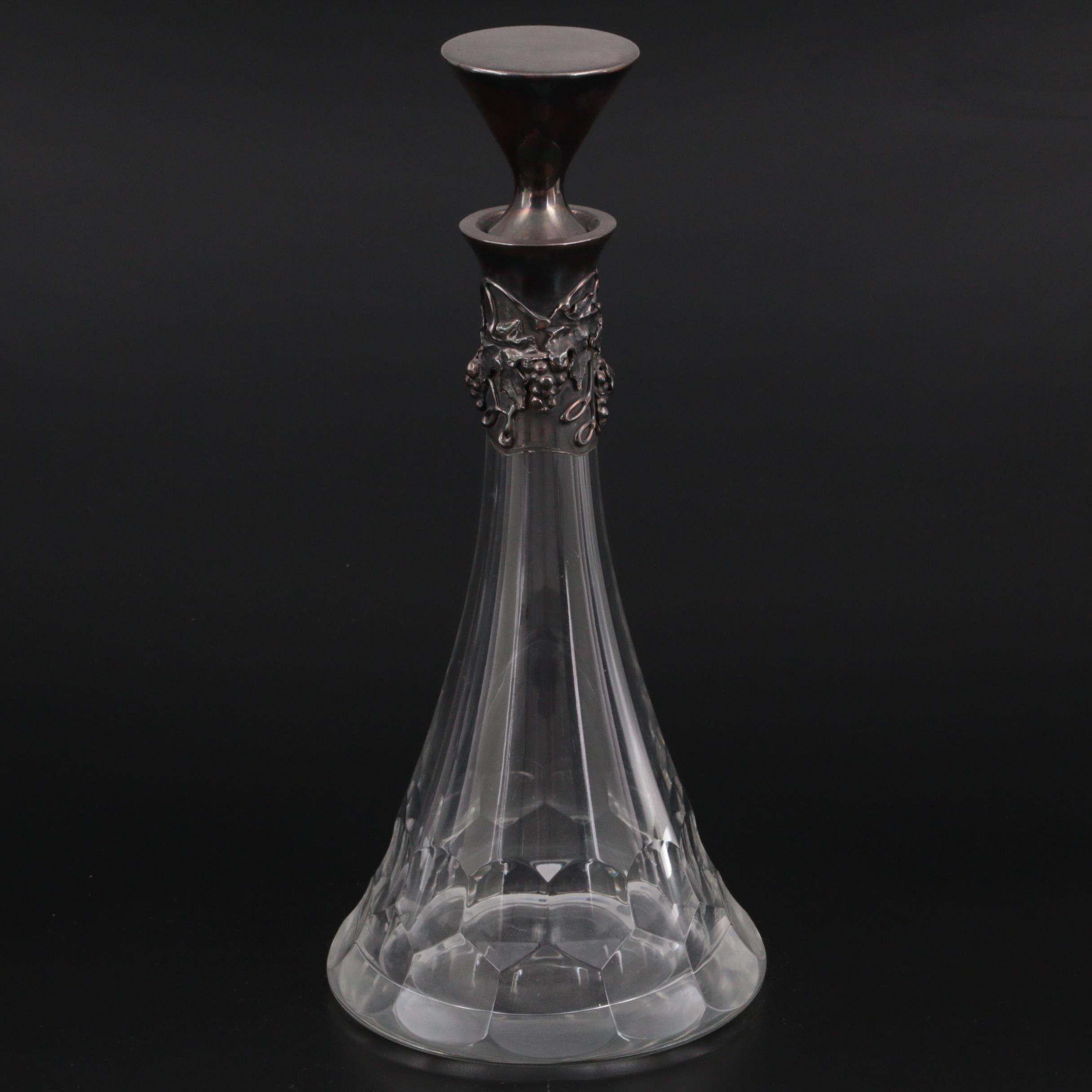 Nachtmann Crystal Wine Decanter with Sterling Silver Neck, Late 20th Century