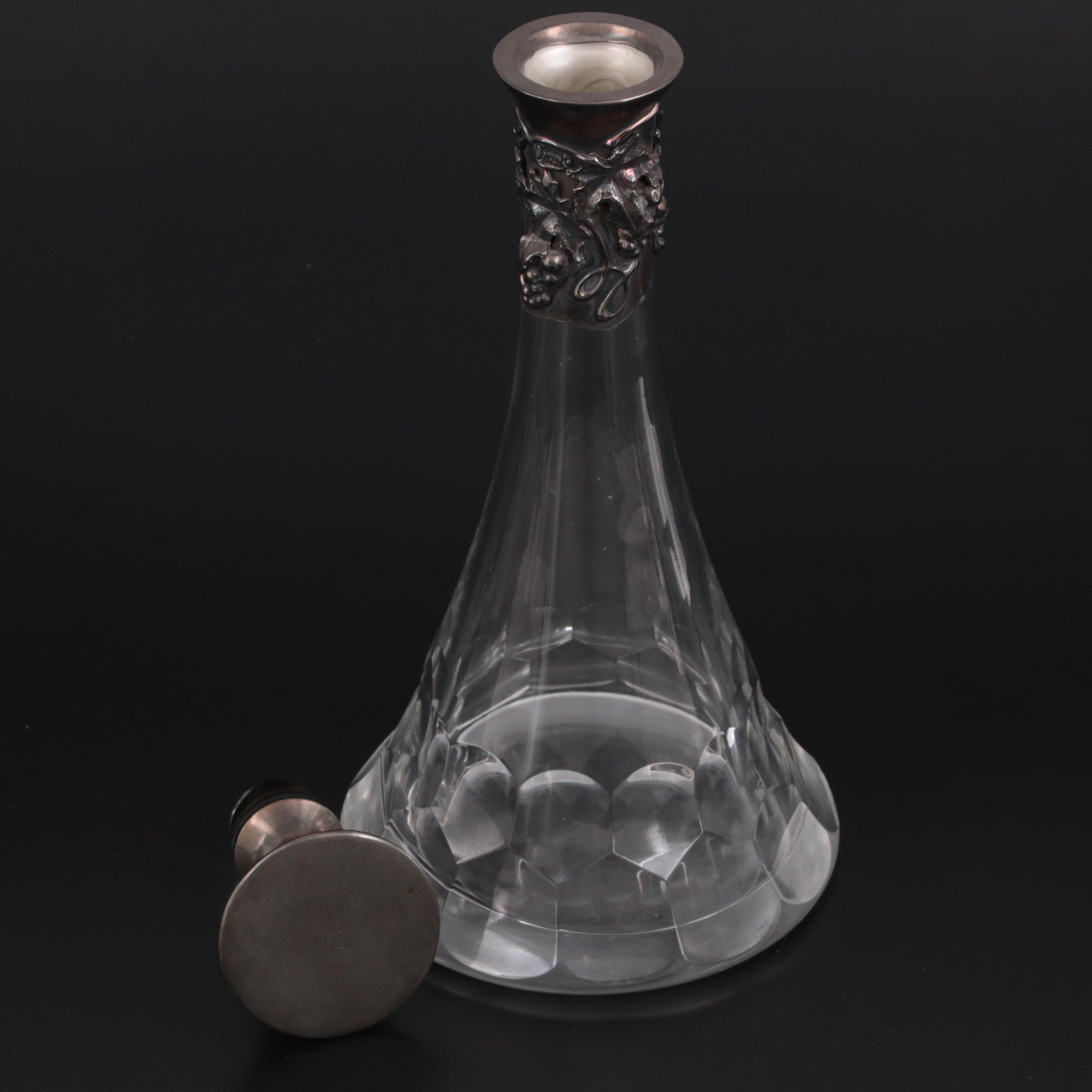 Nachtmann Crystal Wine Decanter with Sterling Silver Neck, Late 20th Century