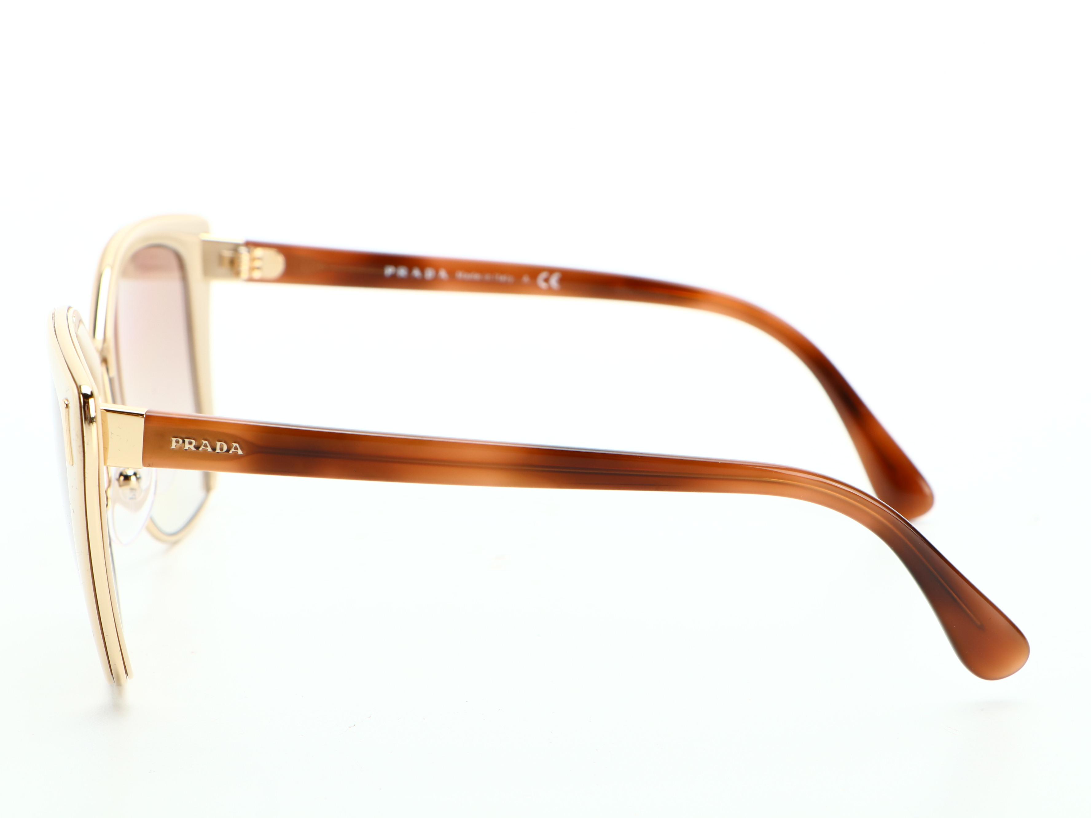 Prada SPR56T Horn-Rimmed Sunglasses in Beige with Case and Box