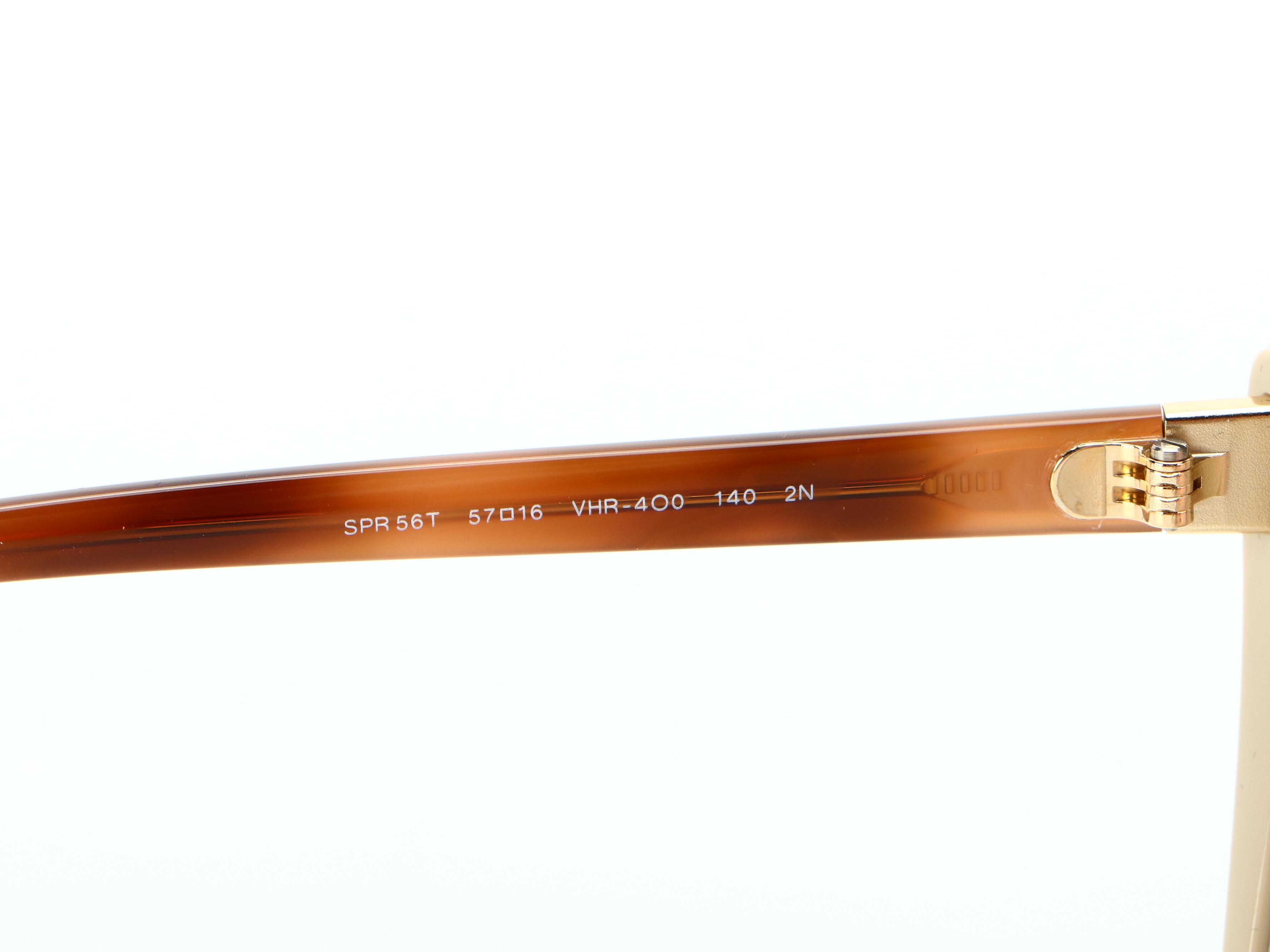 Prada SPR56T Horn-Rimmed Sunglasses in Beige with Case and Box