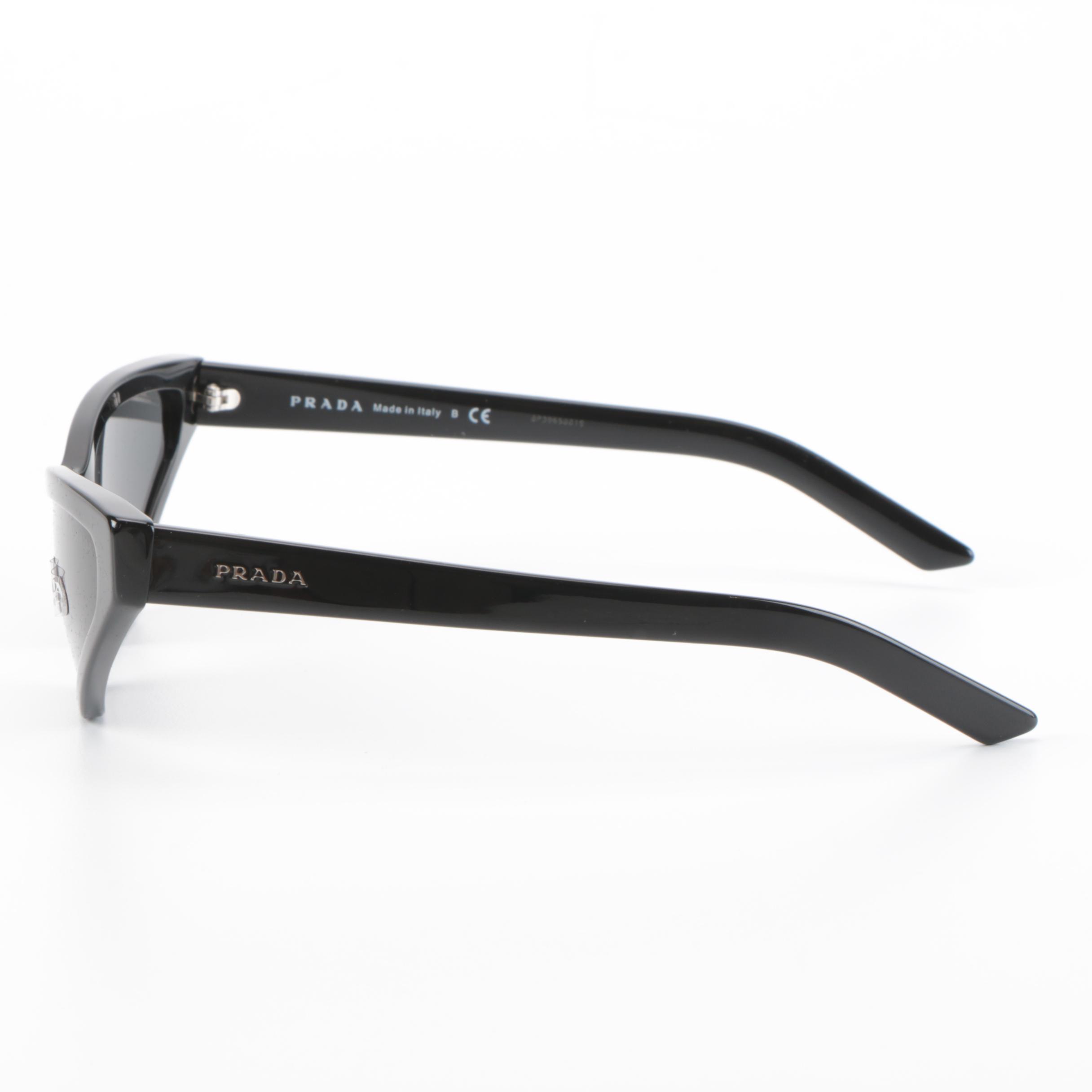 Prada SPR12V Modified Cat Eye Sunglasses in Black with Case