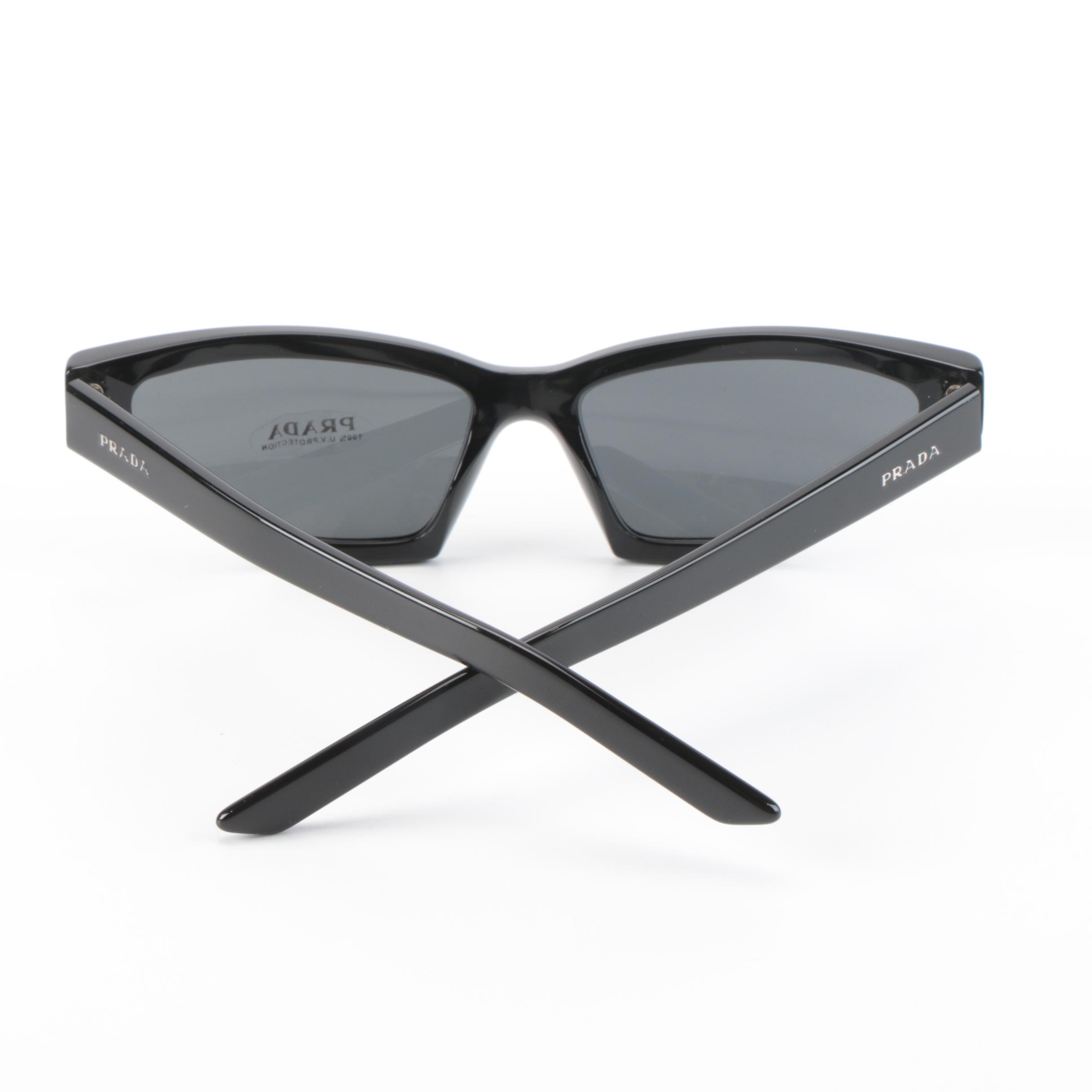 Prada SPR12V Modified Cat Eye Sunglasses in Black with Case