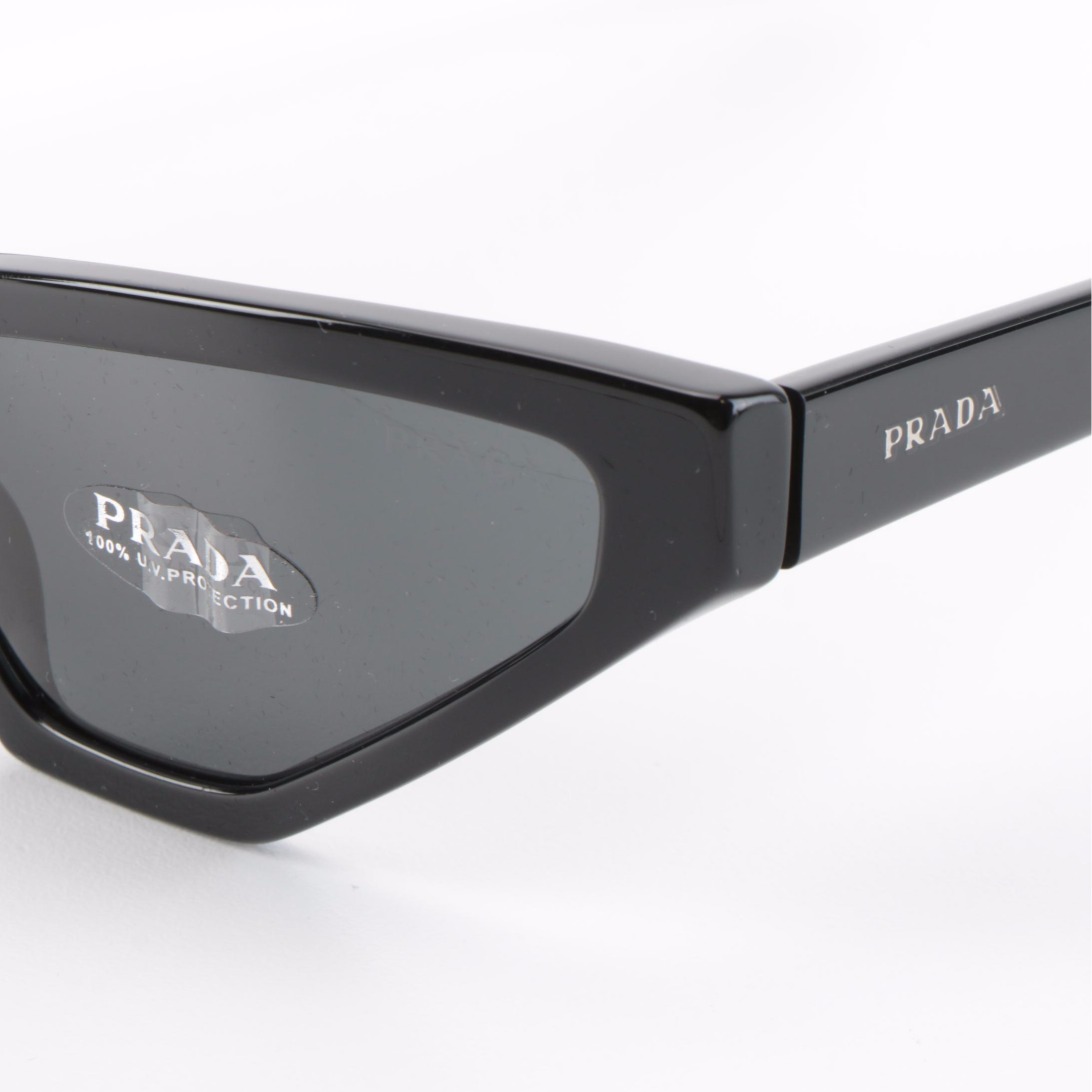 Prada SPR12V Modified Cat Eye Sunglasses in Black with Case