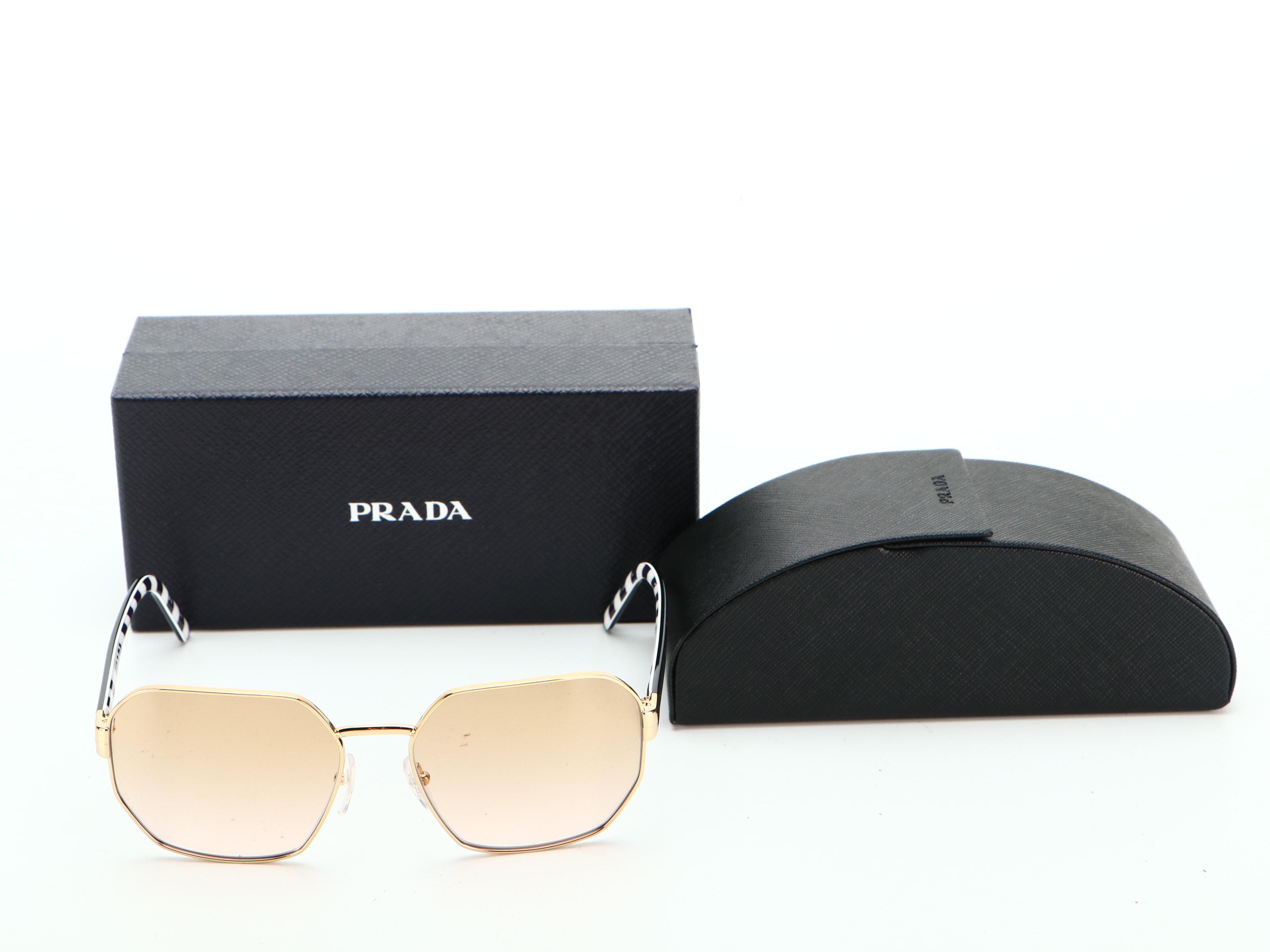 Prada SPR54X Geometric Sunglasses with Case and Box