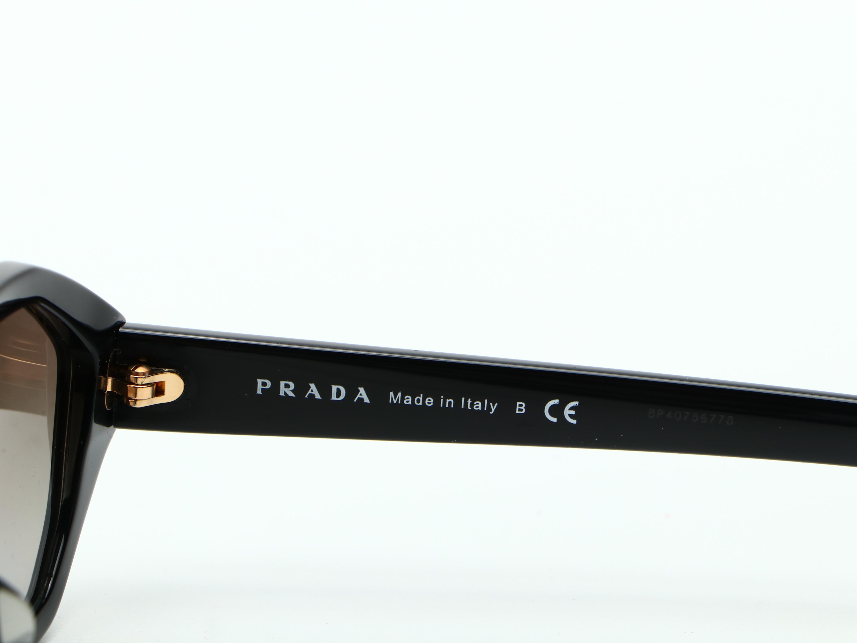 Prada SPR20V-F Geometric Oval Sunglasses in Black