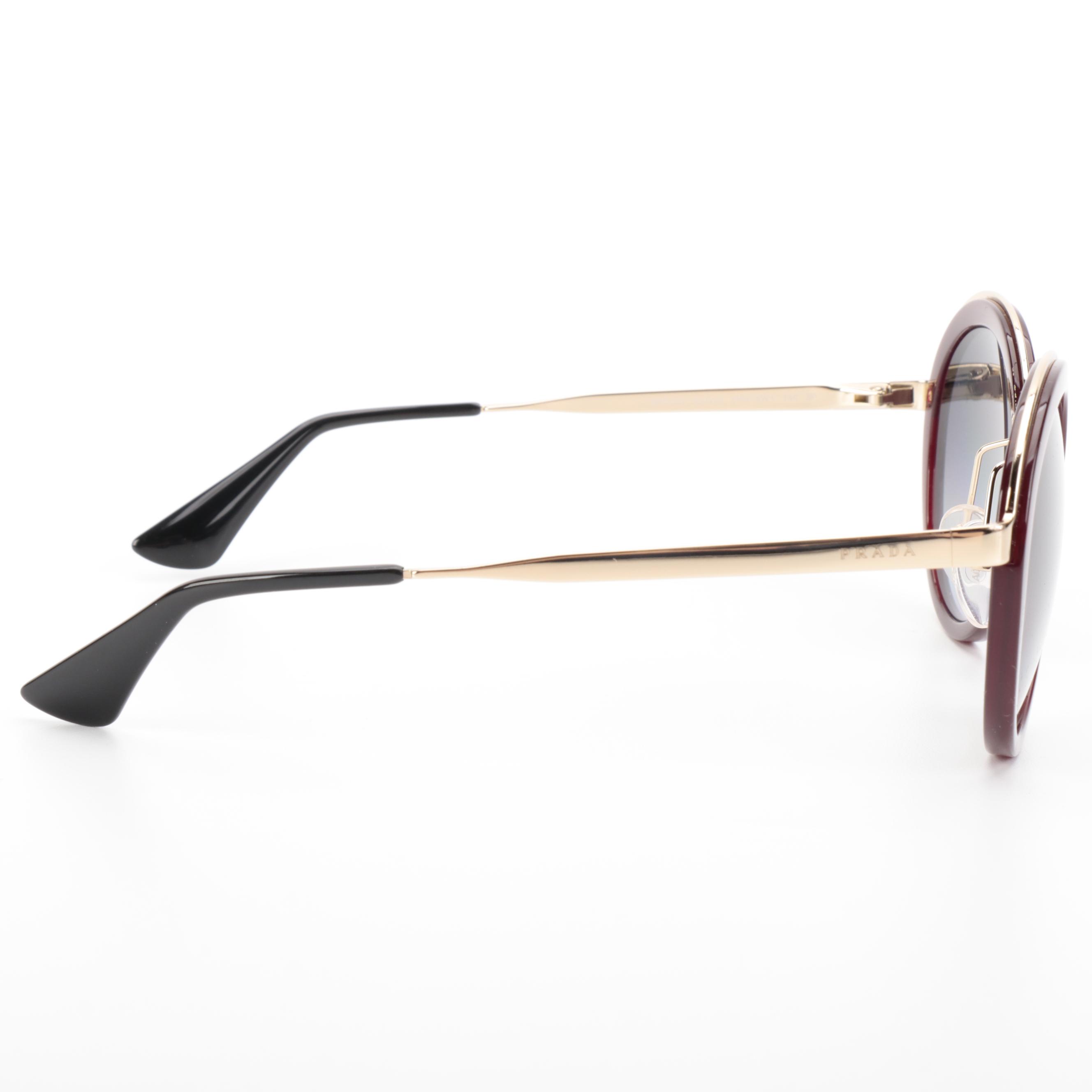 Prada SPR50T Polarized Round Sunglasses with Case and Box