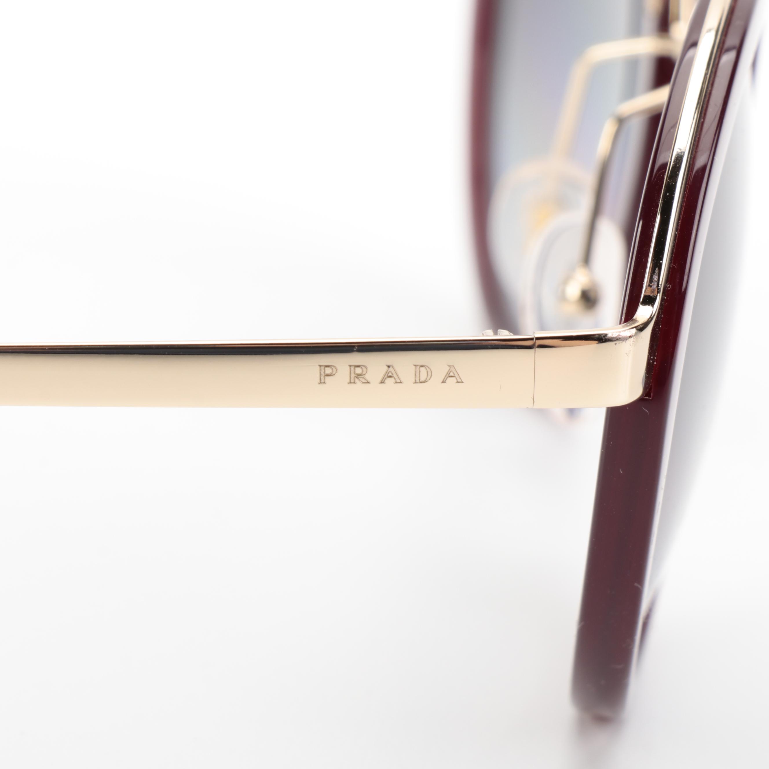 Prada SPR50T Polarized Round Sunglasses with Case and Box