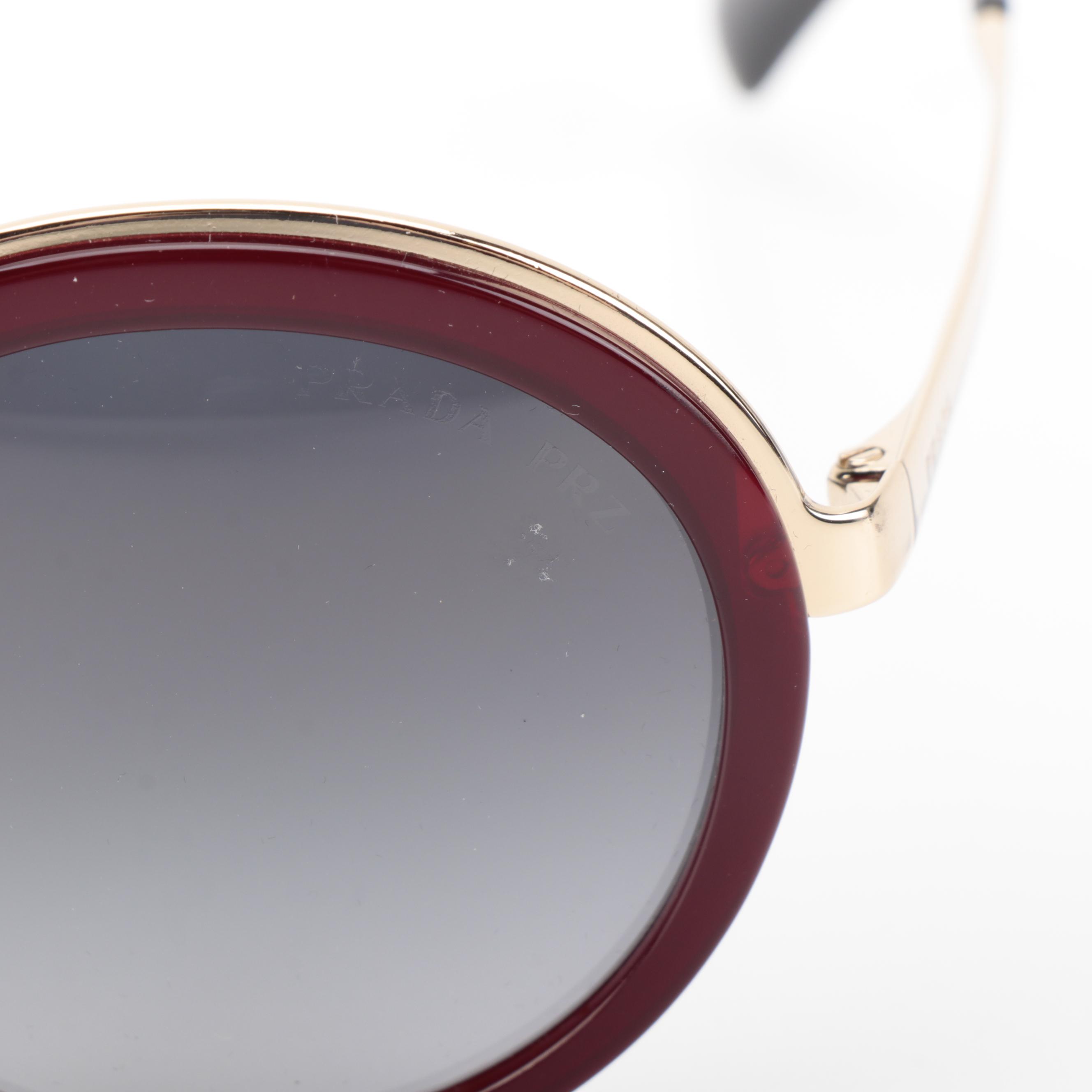 Prada SPR50T Polarized Round Sunglasses with Case and Box