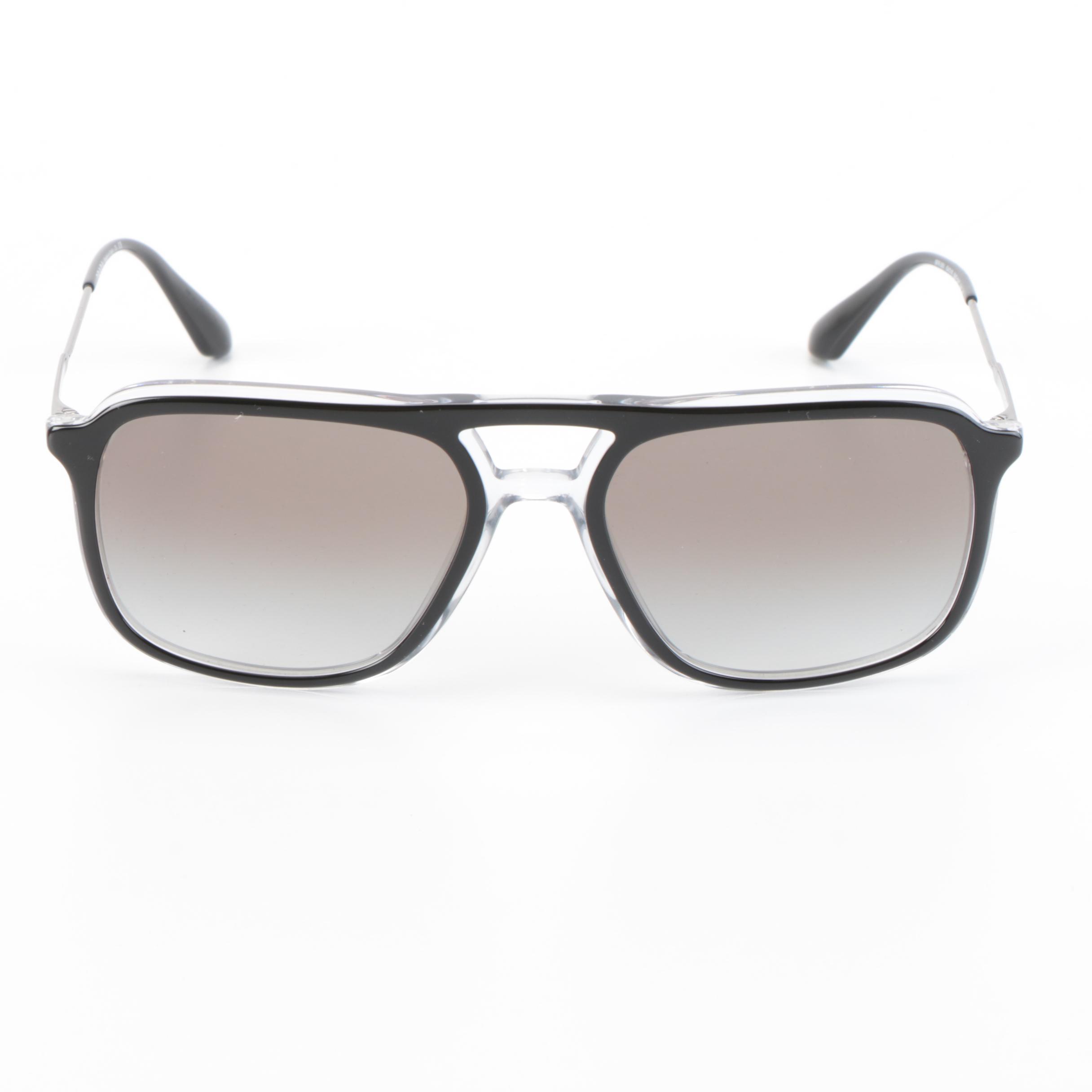 Prada SPR 06V Rectangular Aviator in Clear and Black Acetate