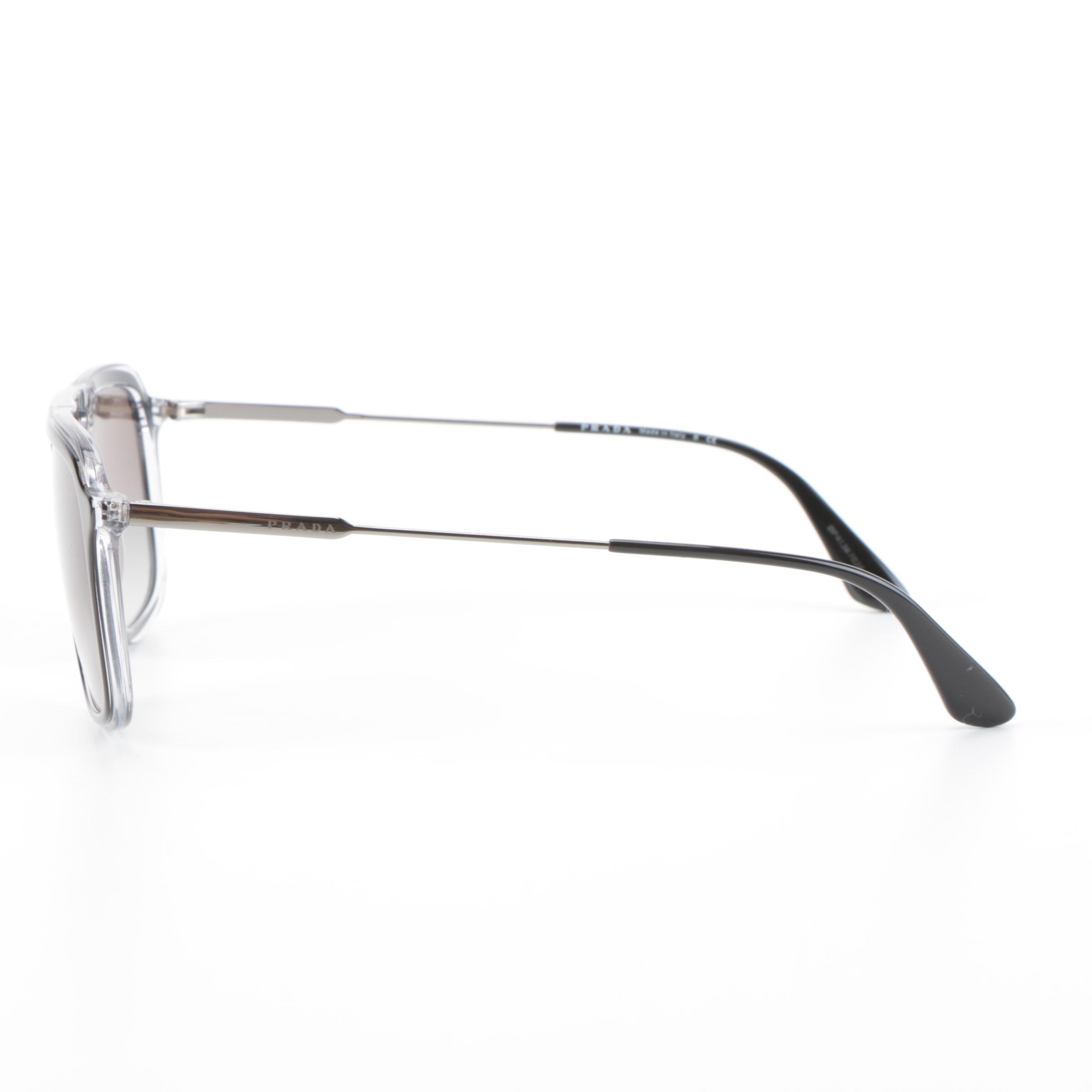 Prada SPR 06V Rectangular Aviator in Clear and Black Acetate