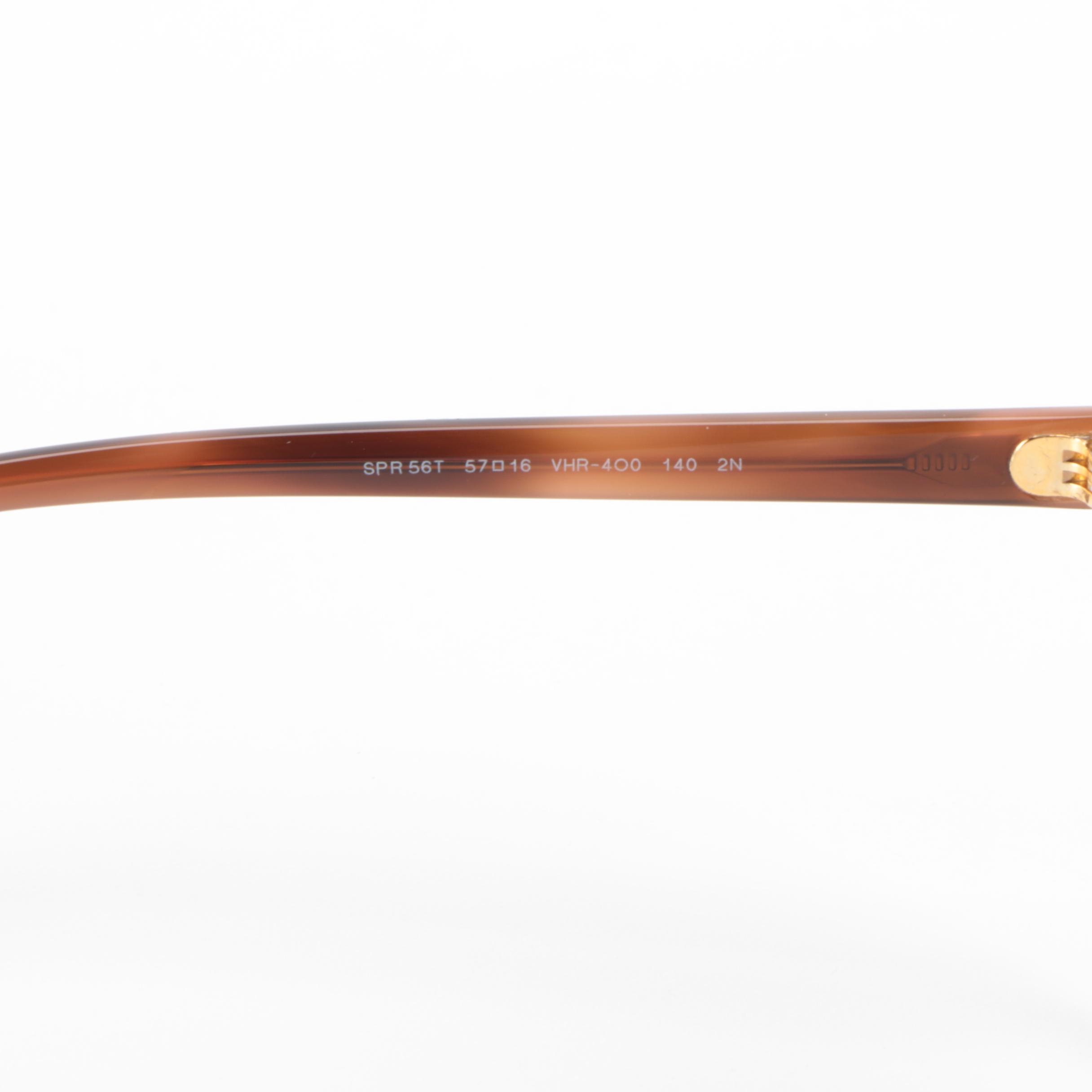 Prada SPR56T Modified Cat Eye Sunglasses in Off White and Tortoise Acetate