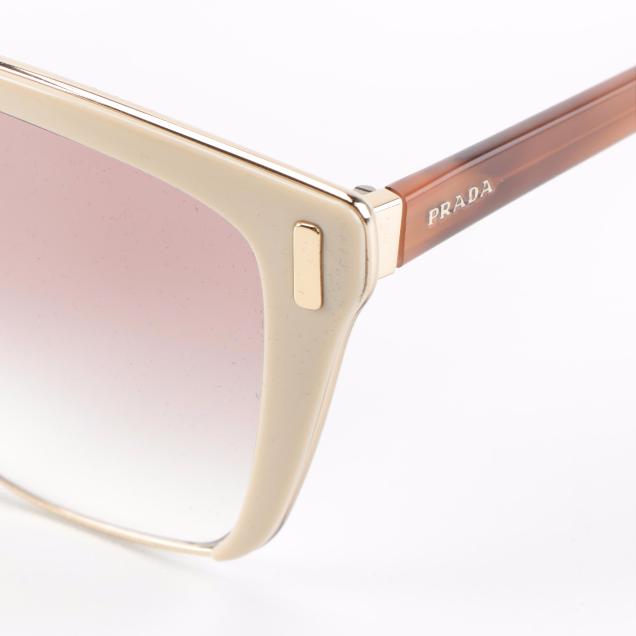 Prada SPR56T Modified Cat Eye Sunglasses in Off White and Tortoise Acetate