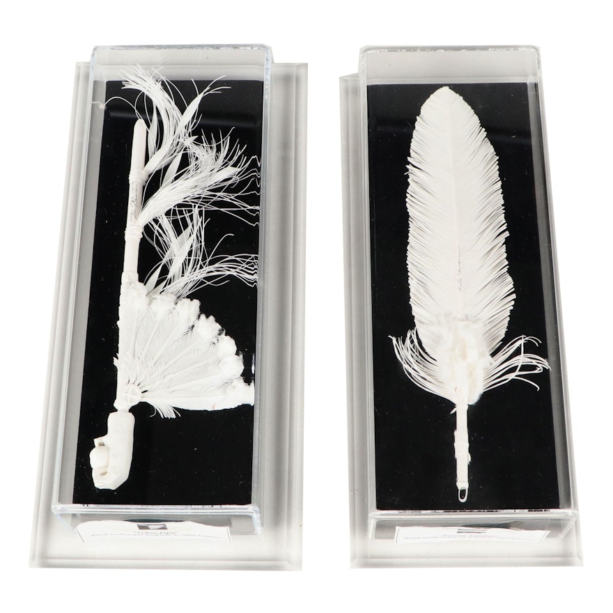 Allen Eckman "Talon Pipe" and Patty Eckman "Prayer Feather" Paper Sculptures