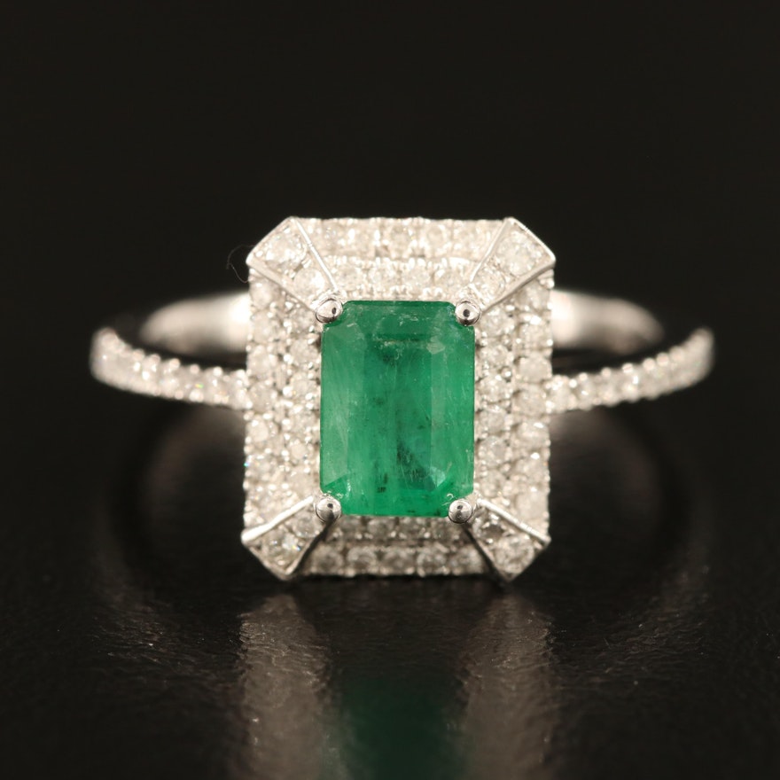 14K Emerald and Diamond Ring