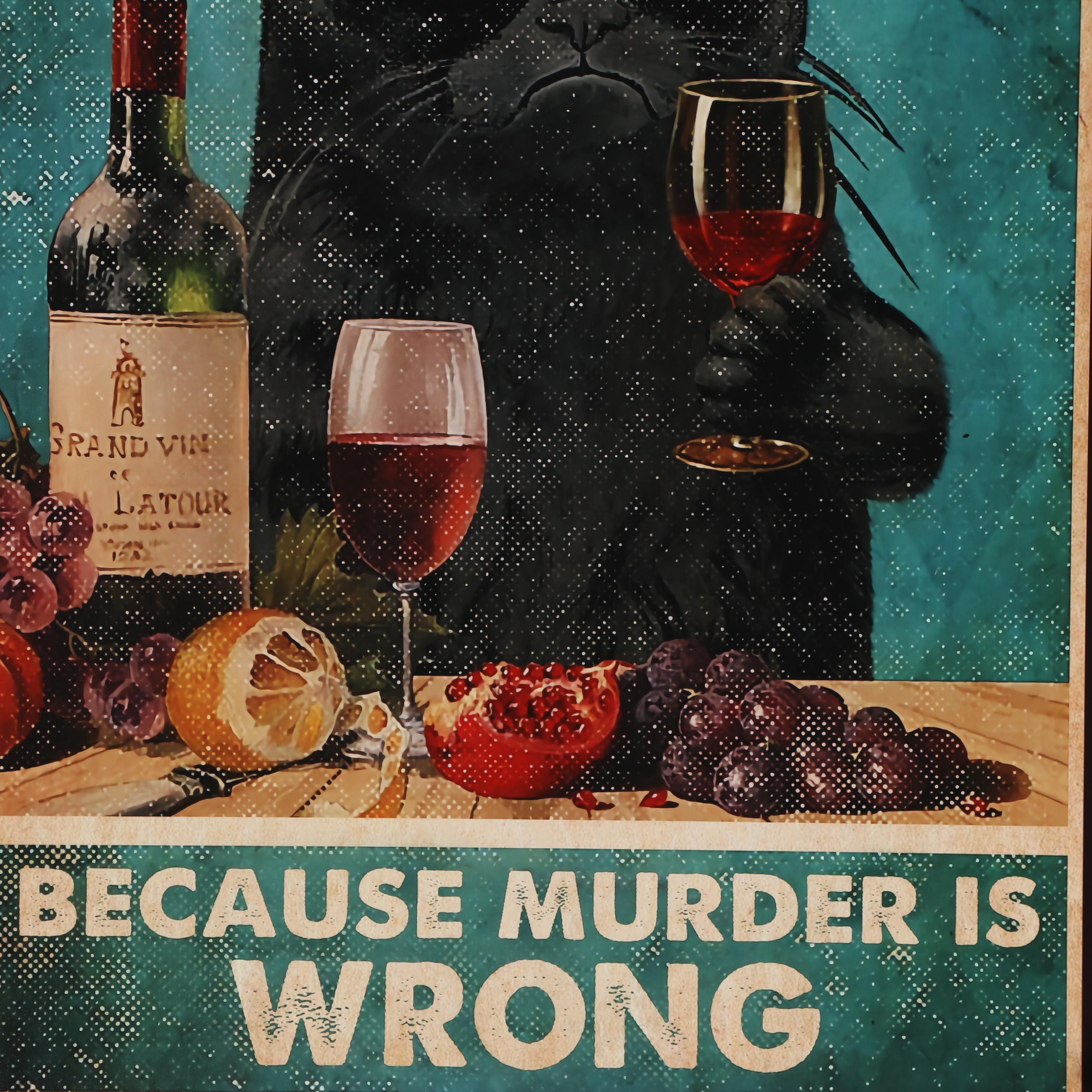 Giclée of Black Cat Drinking Wine, 21st Century