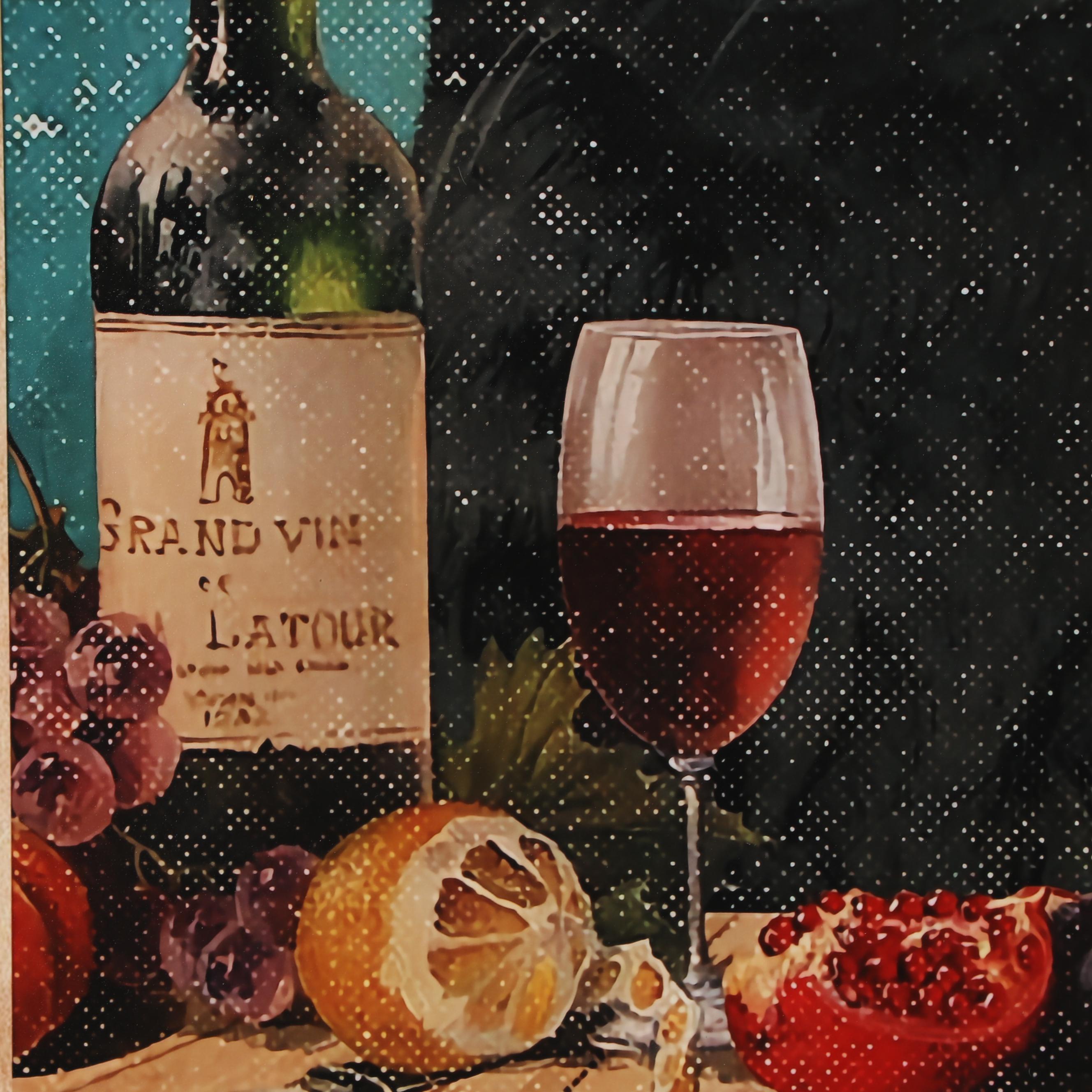 Giclée of Black Cat Drinking Wine, 21st Century