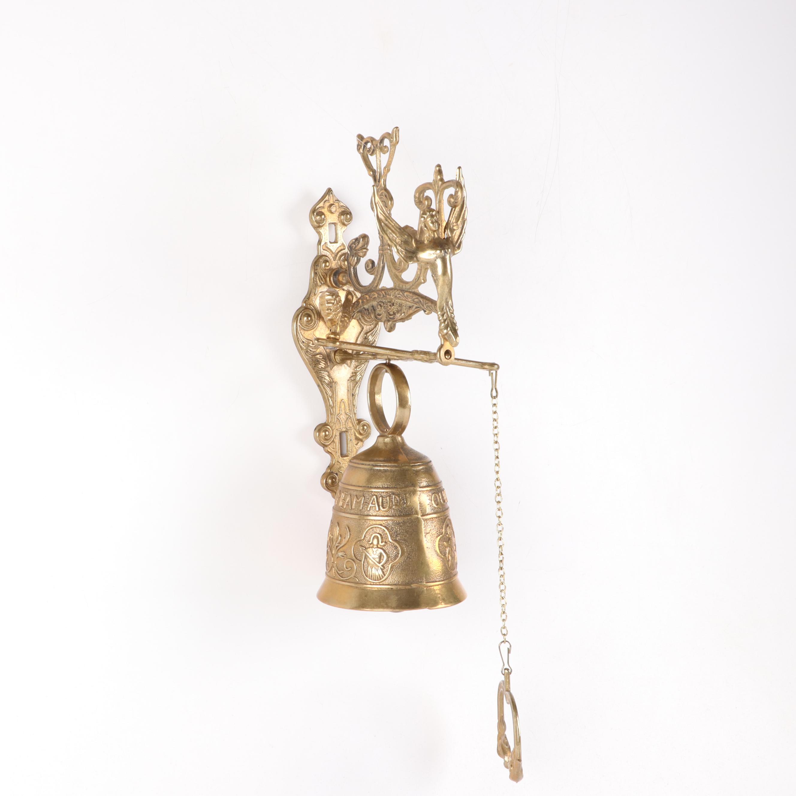 Gothic Style Brass "Qui Me Tangit, Vocem Meam Audit" Monastery Bell