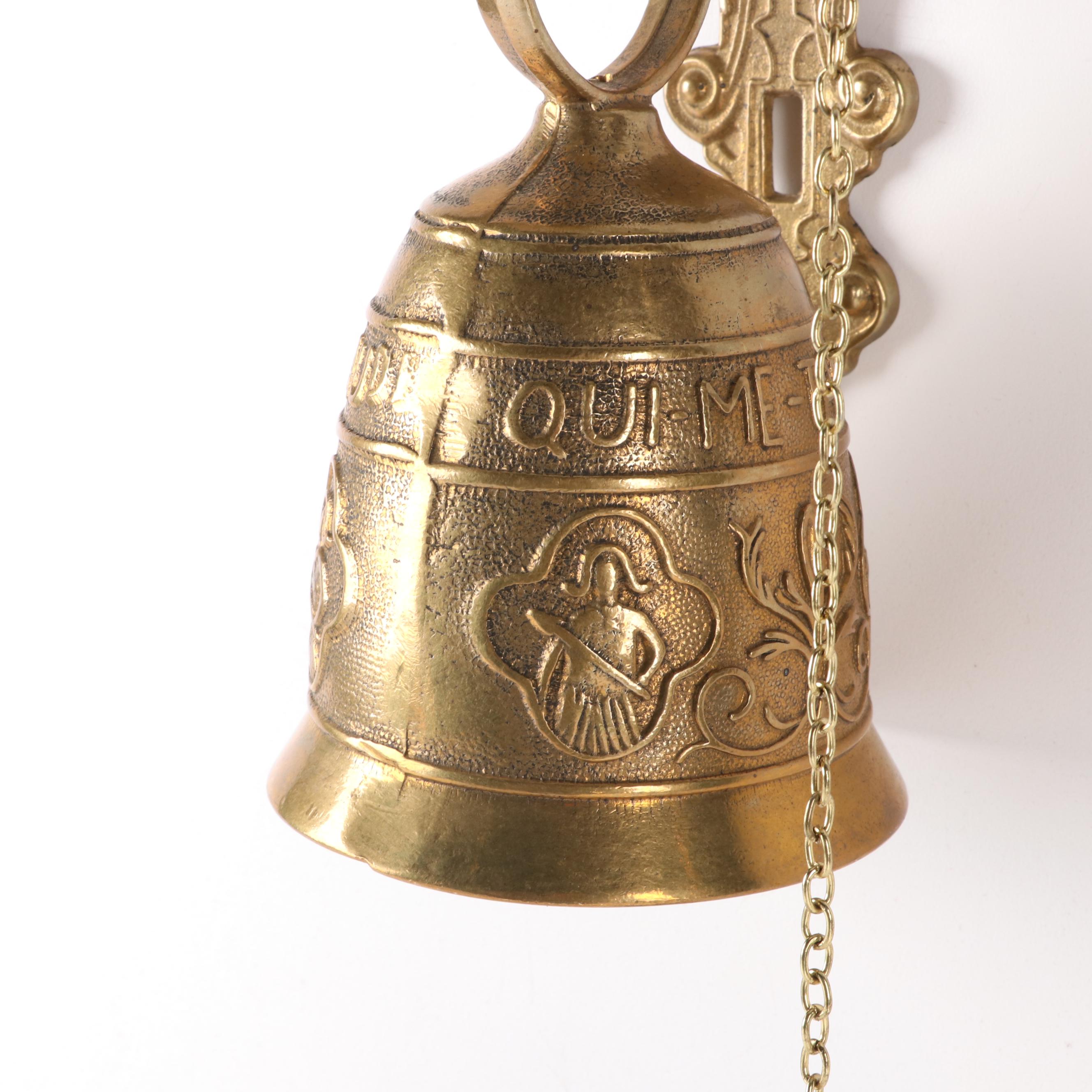 Gothic Style Brass "Qui Me Tangit, Vocem Meam Audit" Monastery Bell