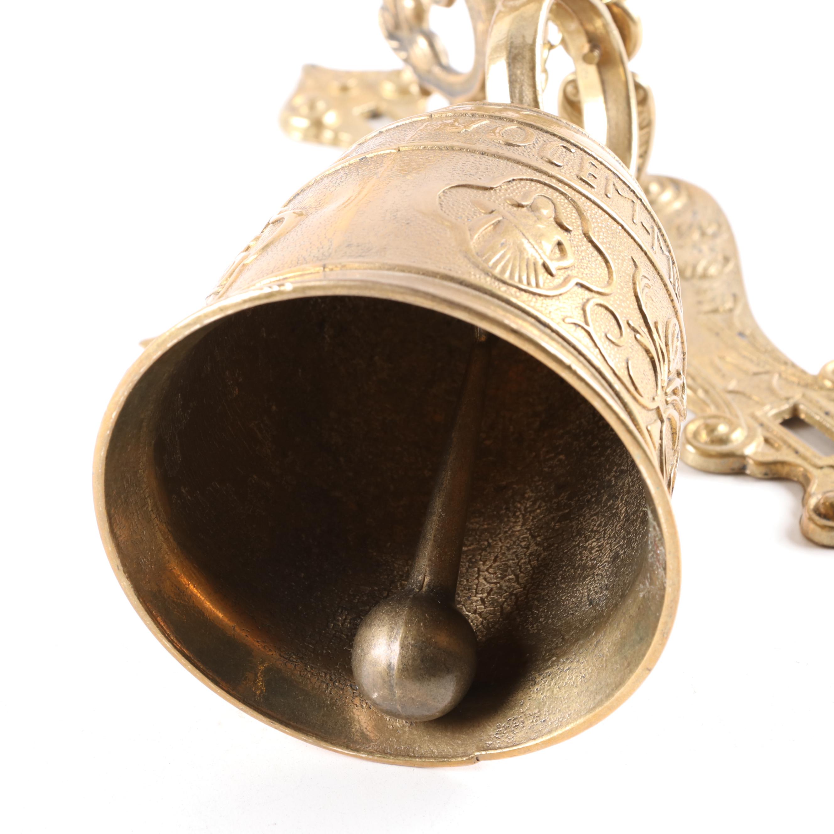 Gothic Style Brass "Qui Me Tangit, Vocem Meam Audit" Monastery Bell