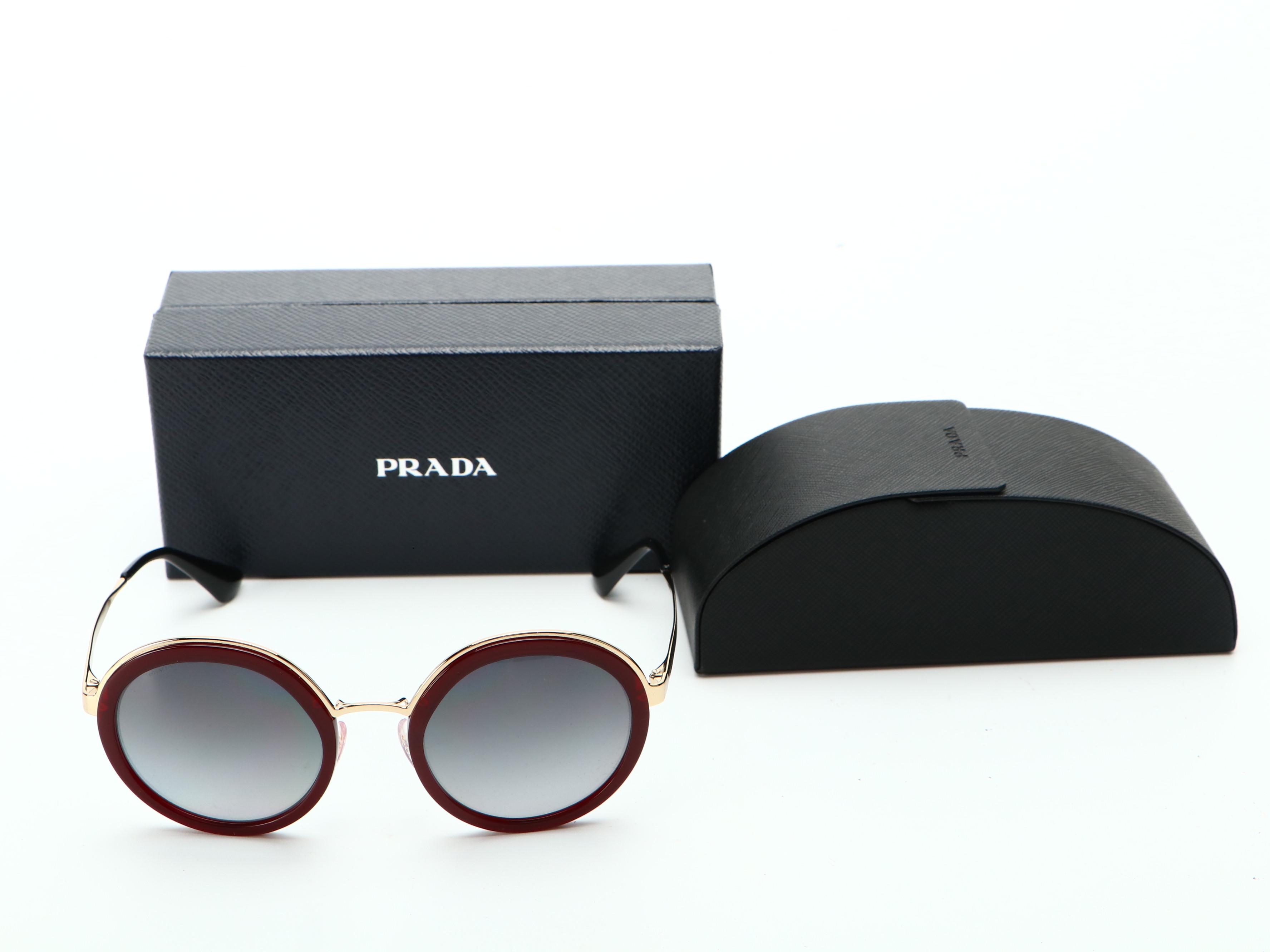 Prada SPR50T Polarized Round Sunglasses with Case and Box