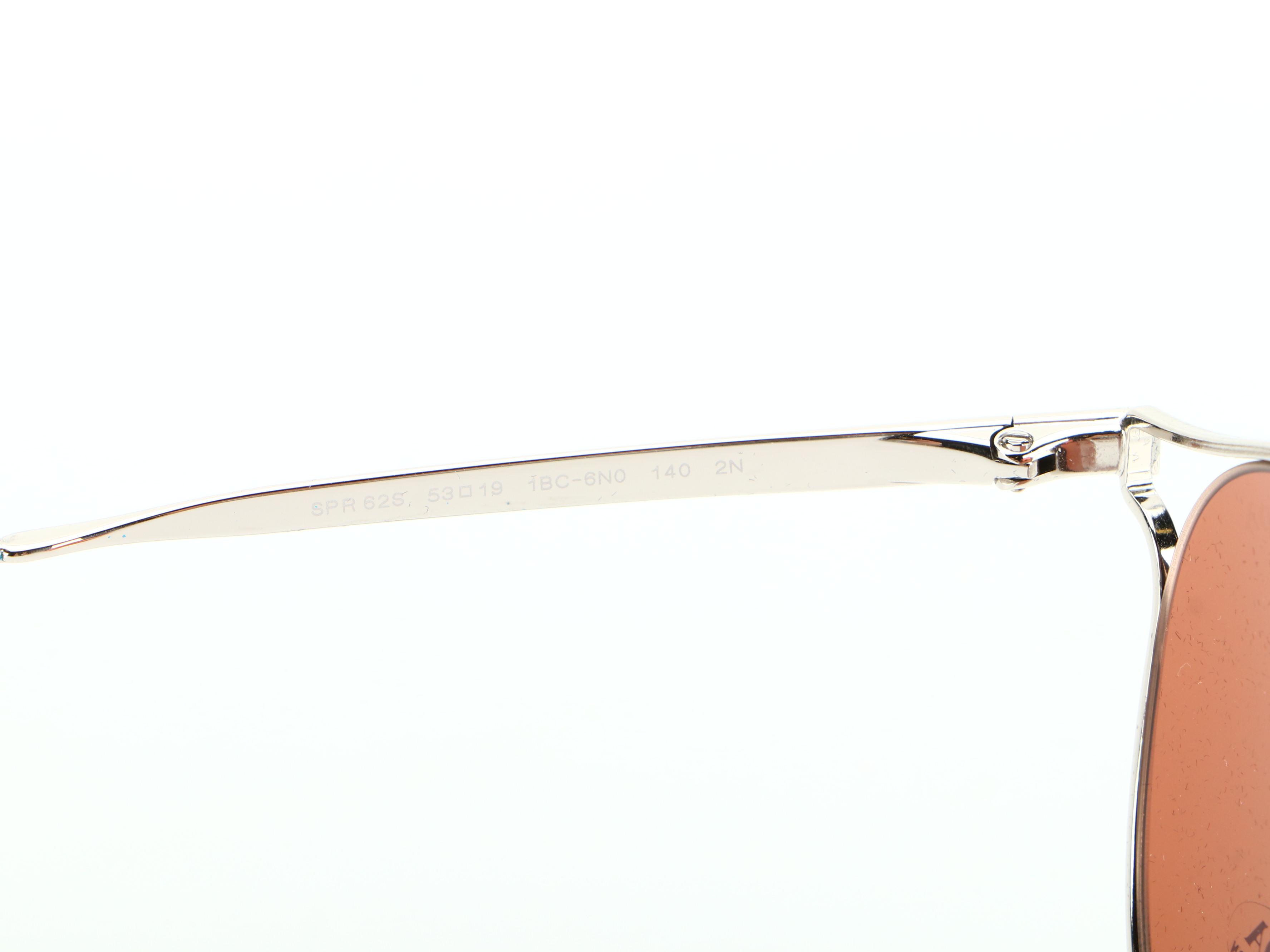 Prada SPR62S Cinema Metal and Brown Frame Sunglasses with Brown Round Lens