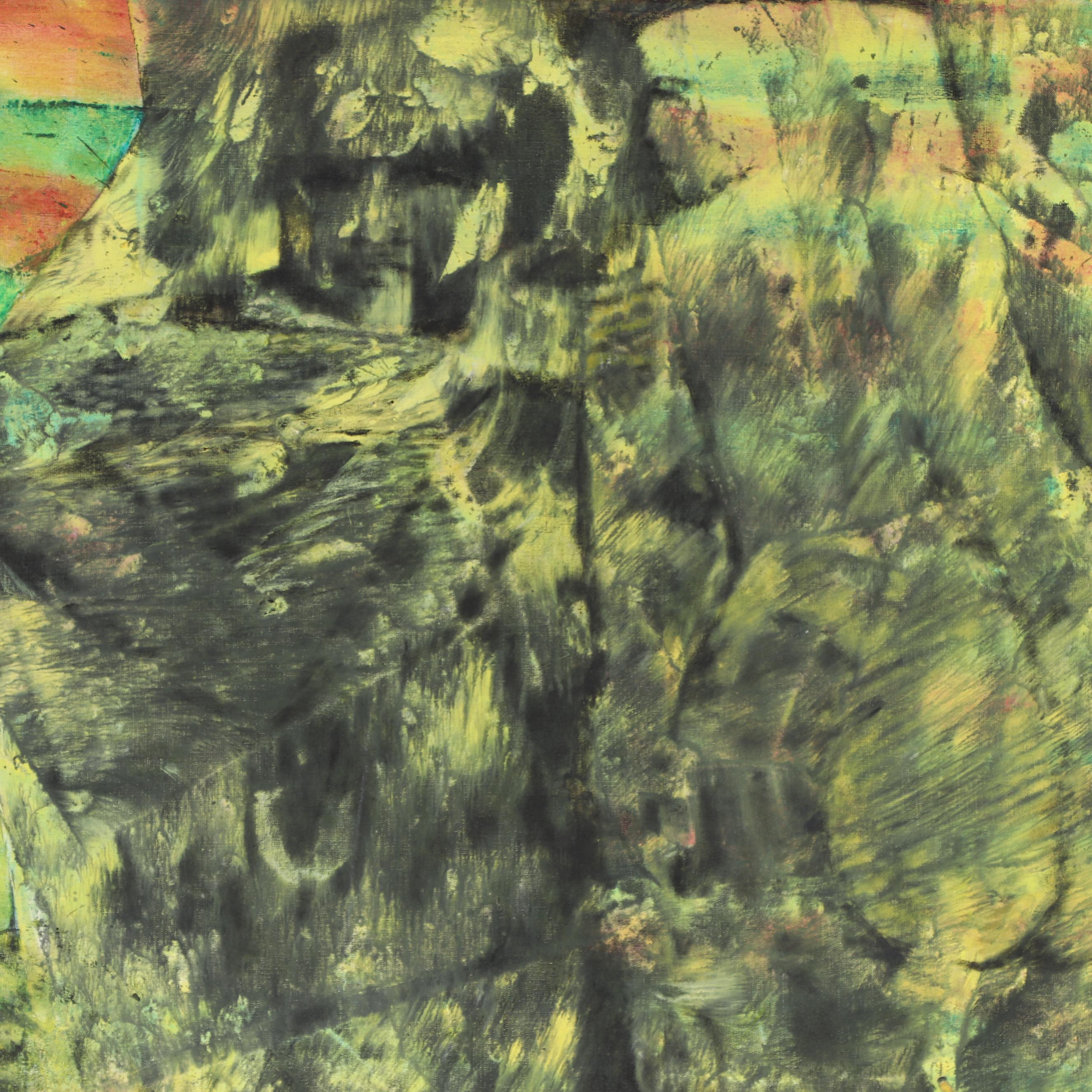 Don Stacy Acrylic Painting of Embracing Figures, 1980s