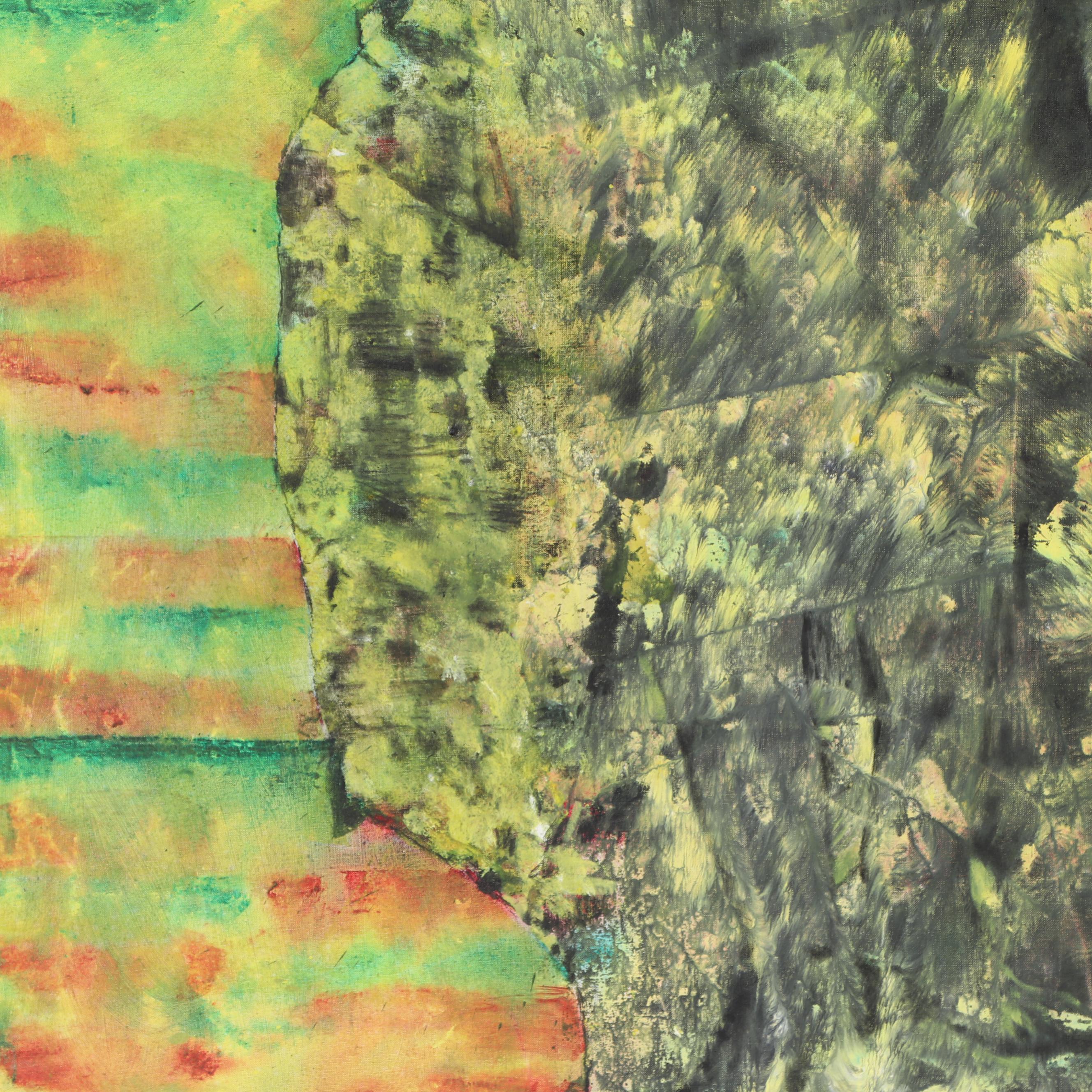 Don Stacy Acrylic Painting of Embracing Figures, 1980s